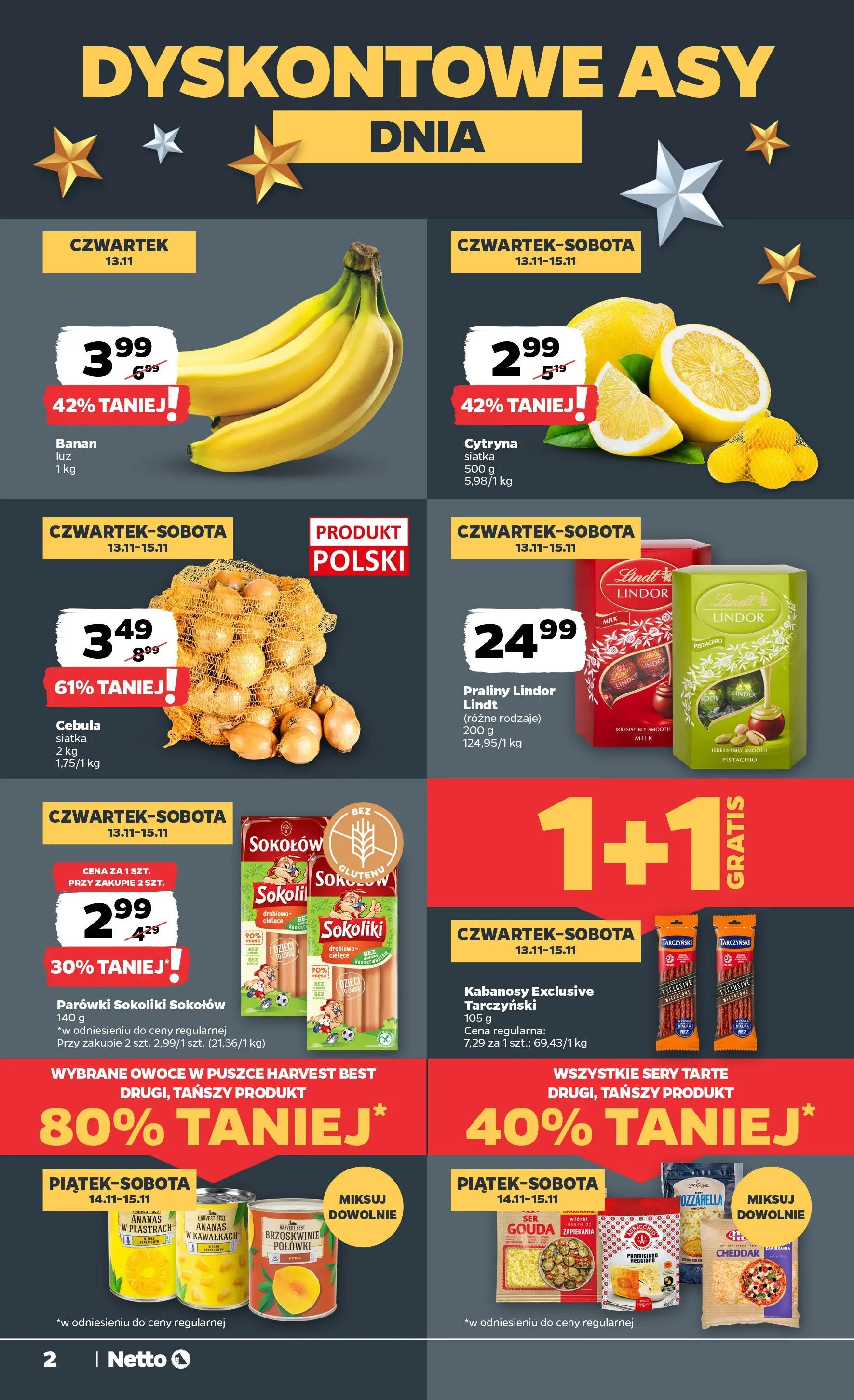 Netto gazetka - Spożywcza od 13.11.2025 - Aktualne promocje | Strona: 2 | Produkty: Parówki, Ananas, Brzoskwinie, Owoce
