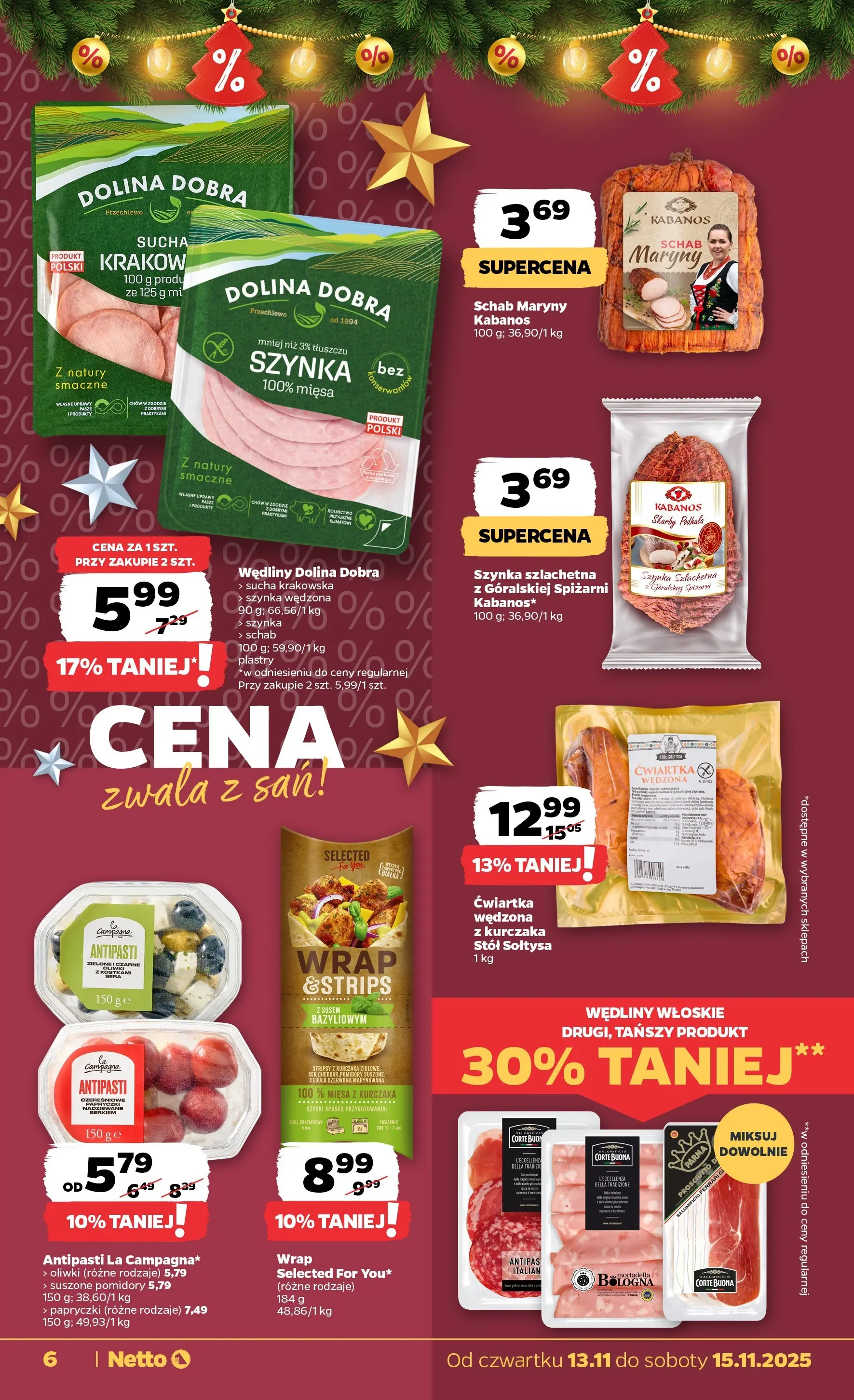Netto gazetka - Spożywcza od 13.11.2025 - Aktualne promocje | Strona: 6 | Produkty: Stół, Suszone pomidory, Ser, Pomidory