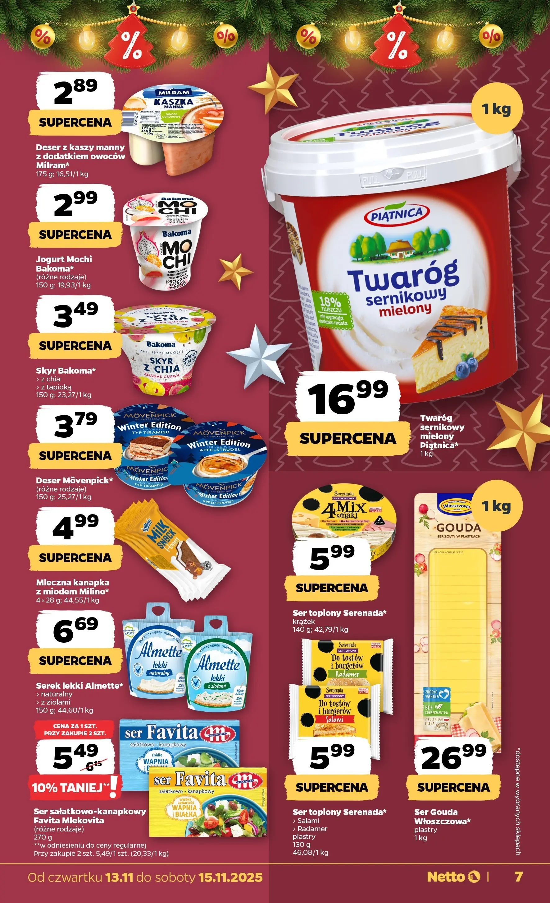 Netto gazetka - Spożywcza od 13.11.2025 - Aktualne promocje | Strona: 7 | Produkty: Ser topiony, Tapioka, Guawa, Kaszka manna