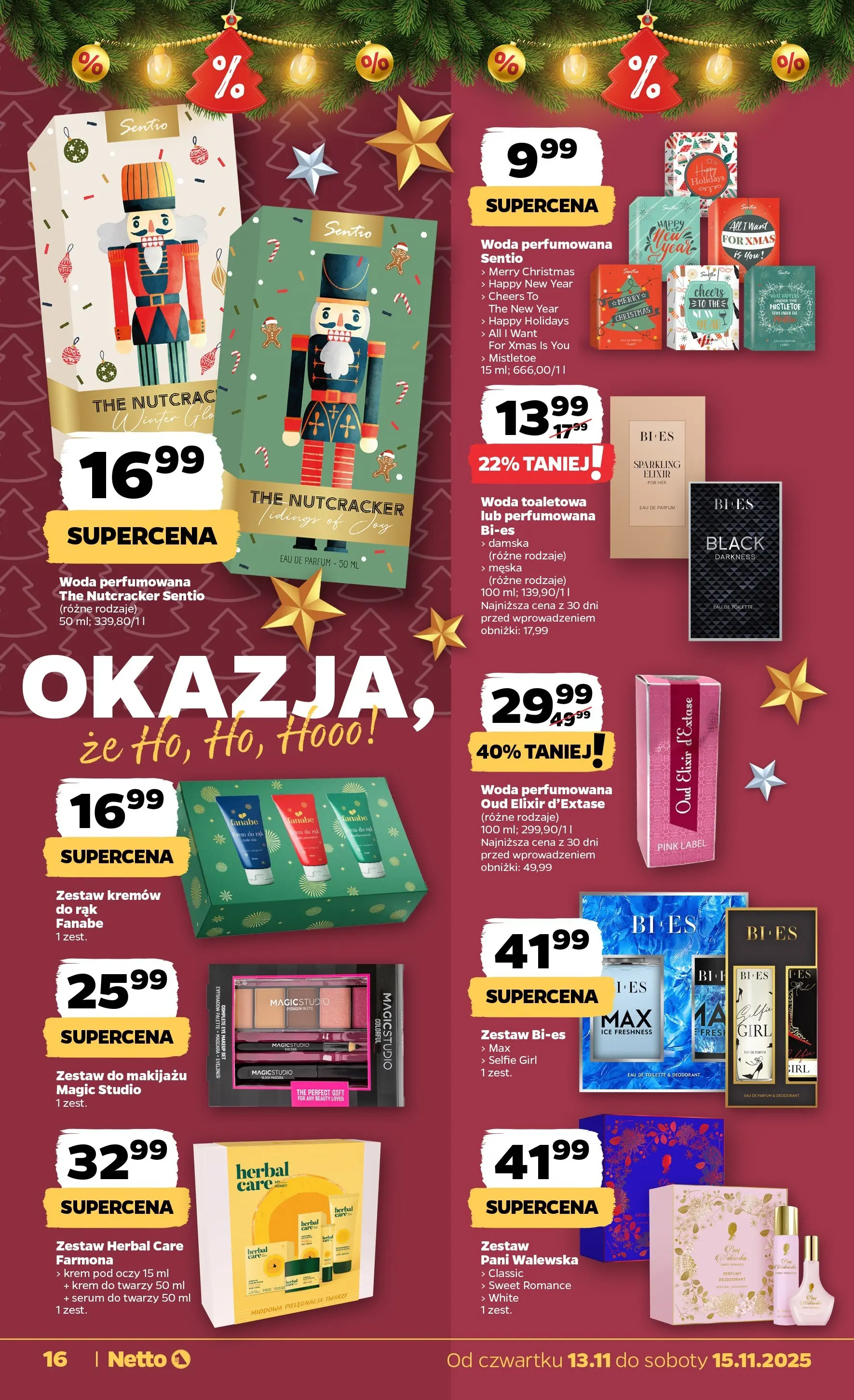 Netto gazetka - Spożywcza od 13.11.2025 - Aktualne promocje | Strona: 16 | Produkty: Woda toaletowa, Krem, Dezodorant, Woda