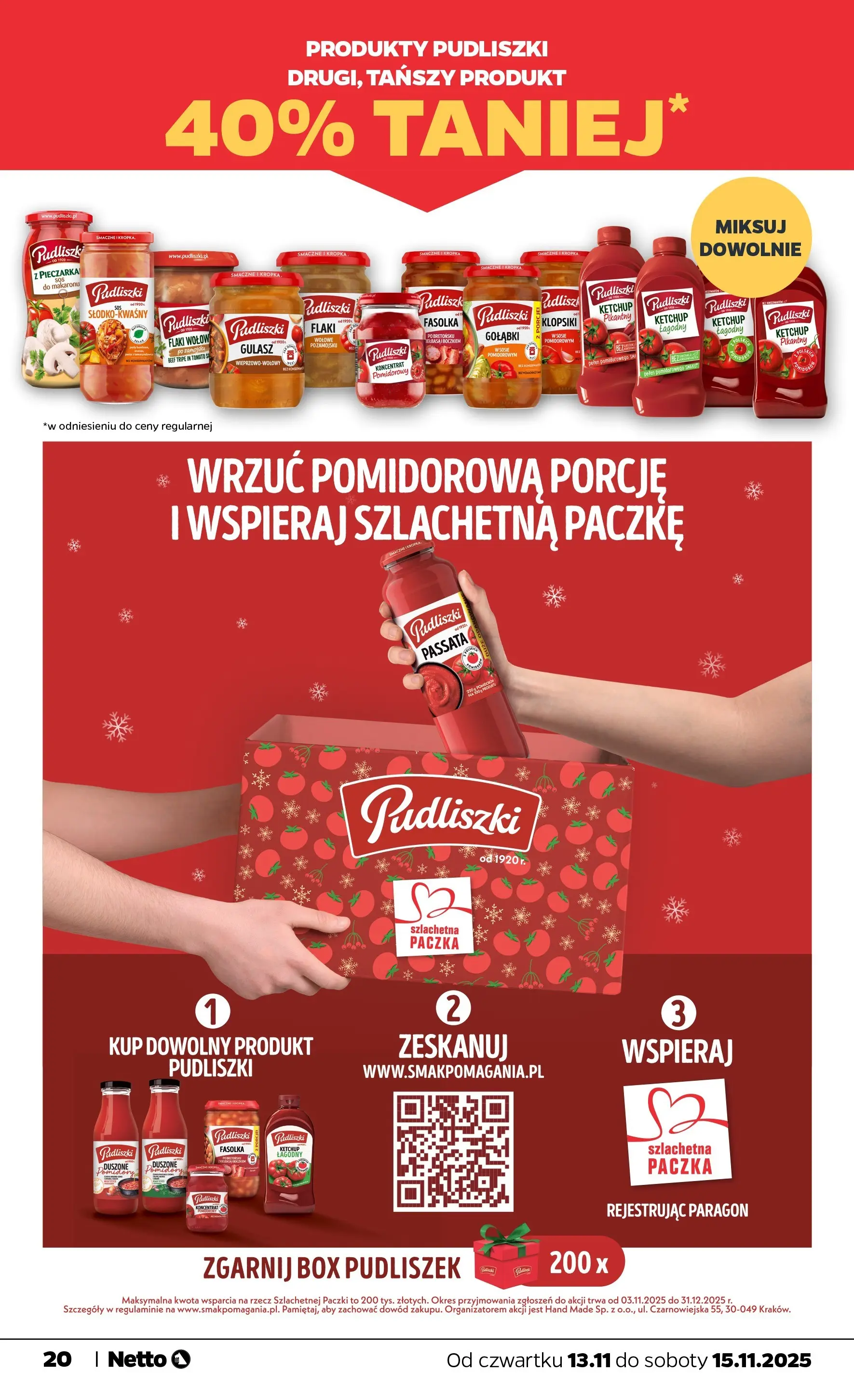 Netto gazetka - Spożywcza od 13.11.2025 - Aktualne promocje | Strona: 20 | Produkty: Ketchup pudliszki, Pączki, Flaki, Klopsiki
