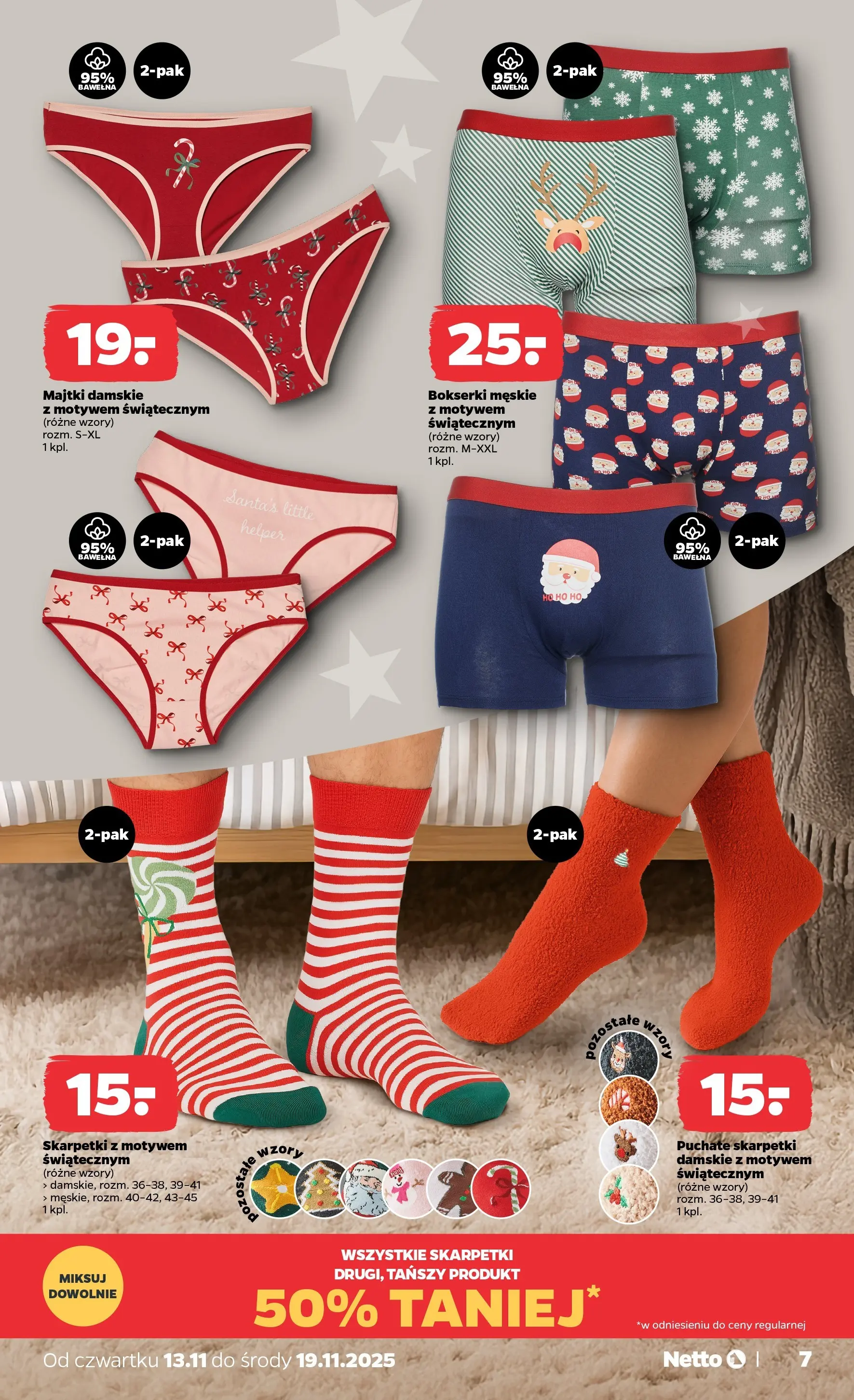 Netto gazetka - Non Food od 13.11.2025 - Aktualne promocje | Strona: 7 | Produkty: Majtki, Bokserki, Skarpetki, Bokserki męskie