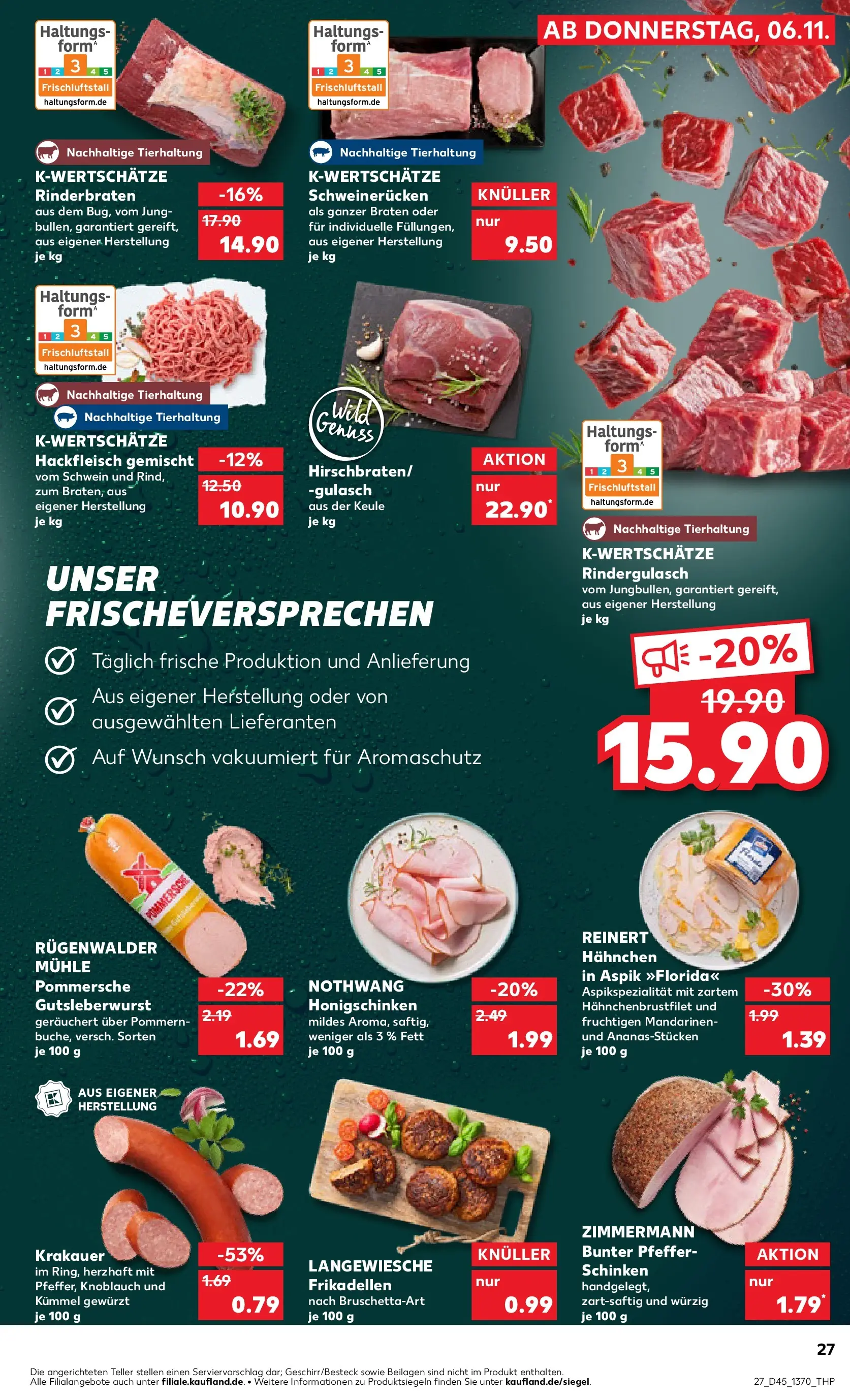 Prospekt Kaufland ab 10.11.2025 » Angebote Online zum Blättern | Seite: 27 | Produkte: Rinderbraten, Rindergulasch, Hahnchen, Knoblauch