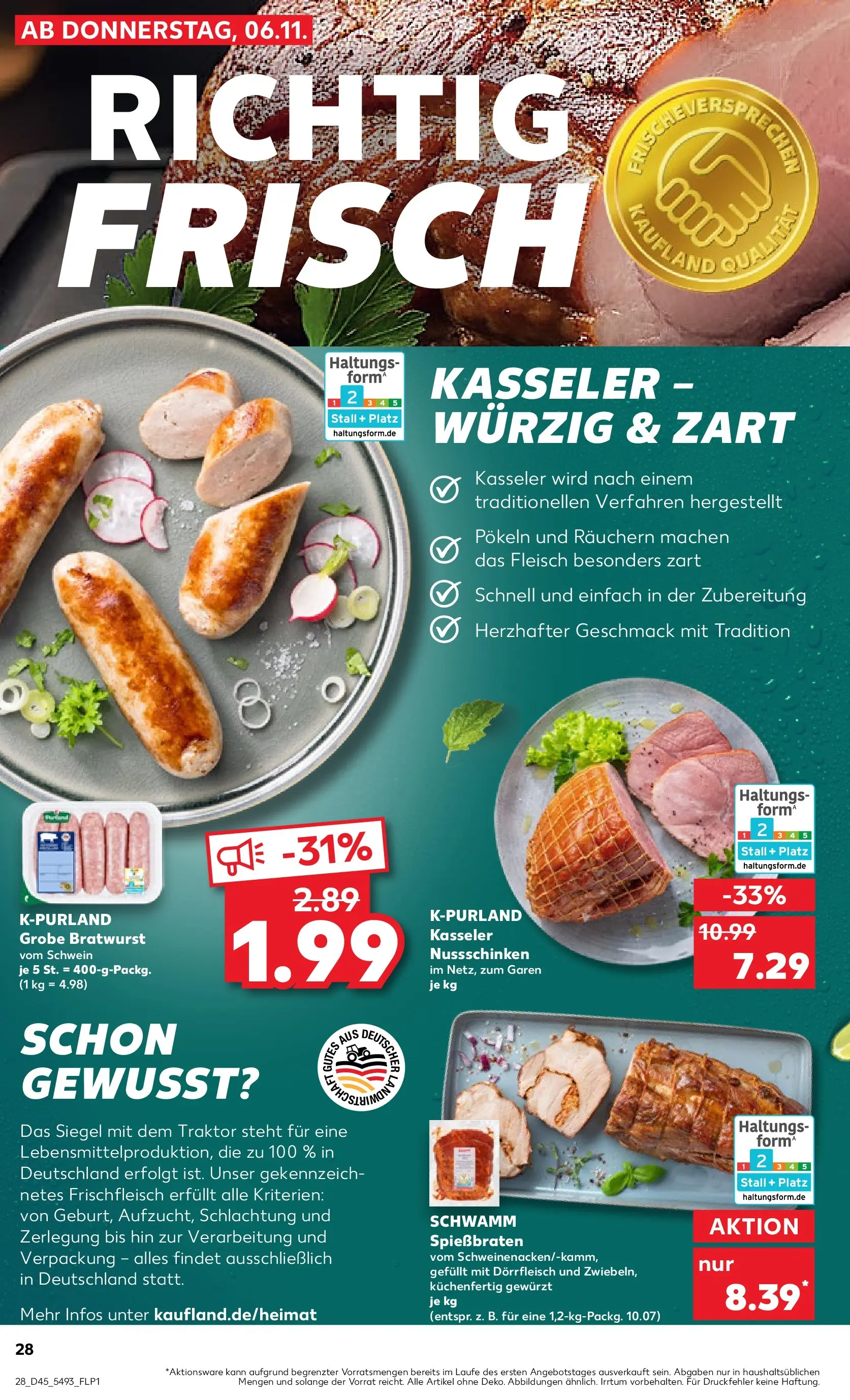 Prospekt Kaufland ab 10.11.2025 » Angebote Online zum Blättern | Seite: 28 | Produkte: Bratwurst, Fleisch