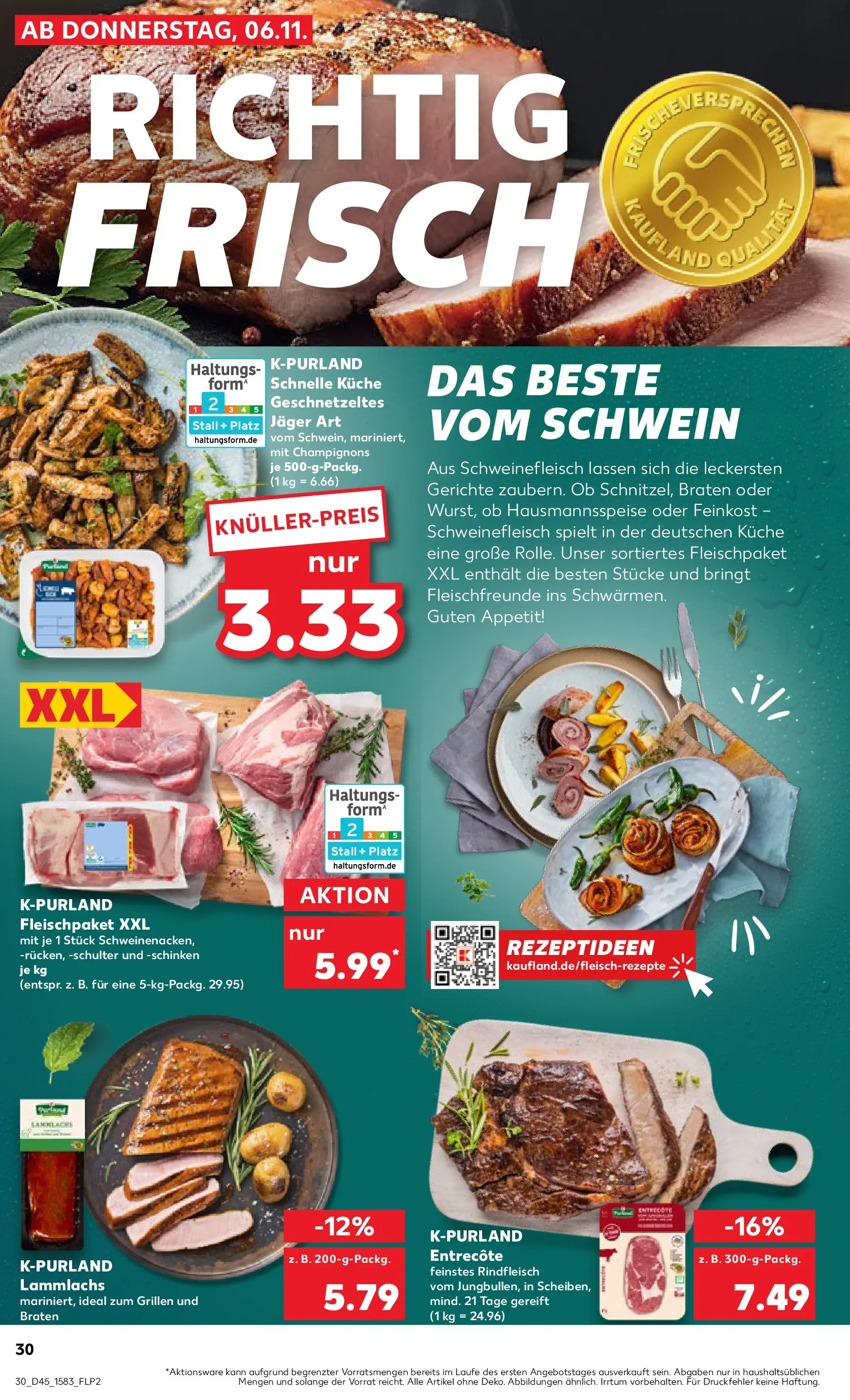 Prospekt Kaufland ab 10.11.2025 » Angebote Online zum Blättern | Seite: 30 | Produkte: Küche, Schweinenacken, Entrecote, Champignons