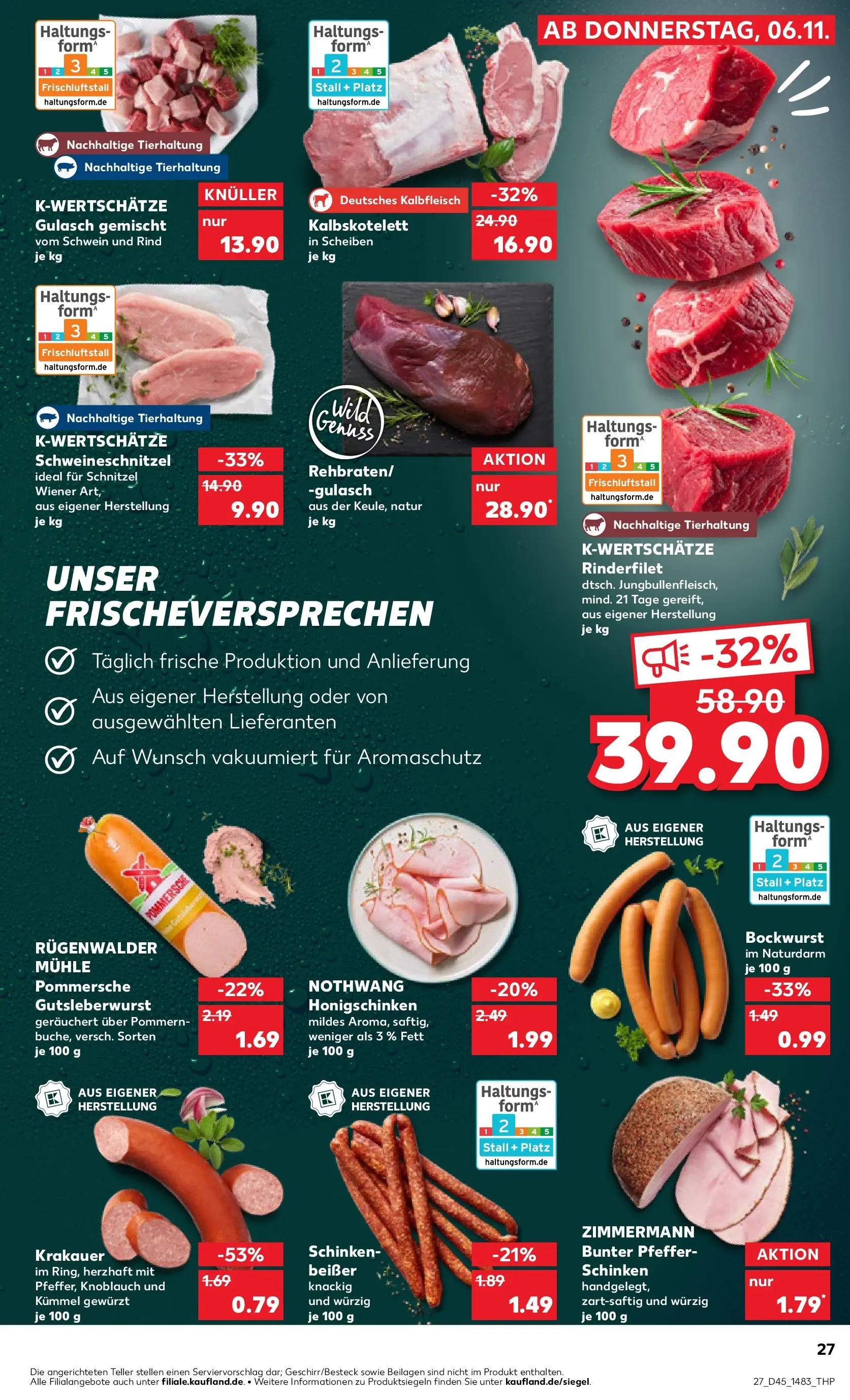 Prospekt Kaufland ab 10.11.2025 » Angebote Online zum Blättern | Seite: 27 | Produkte: Bockwurst, Gulasch, Pfeffer, Knoblauch