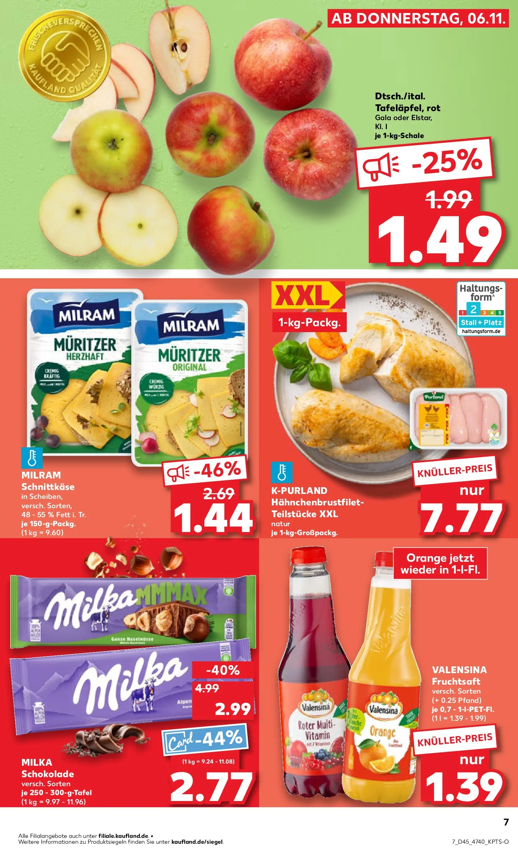 Prospekt Kaufland ab 10.11.2025 » Angebote Online zum Blättern | Seite: 7 | Produkte: Milka schokolade, Milka, Valensina, Fruchtsaft