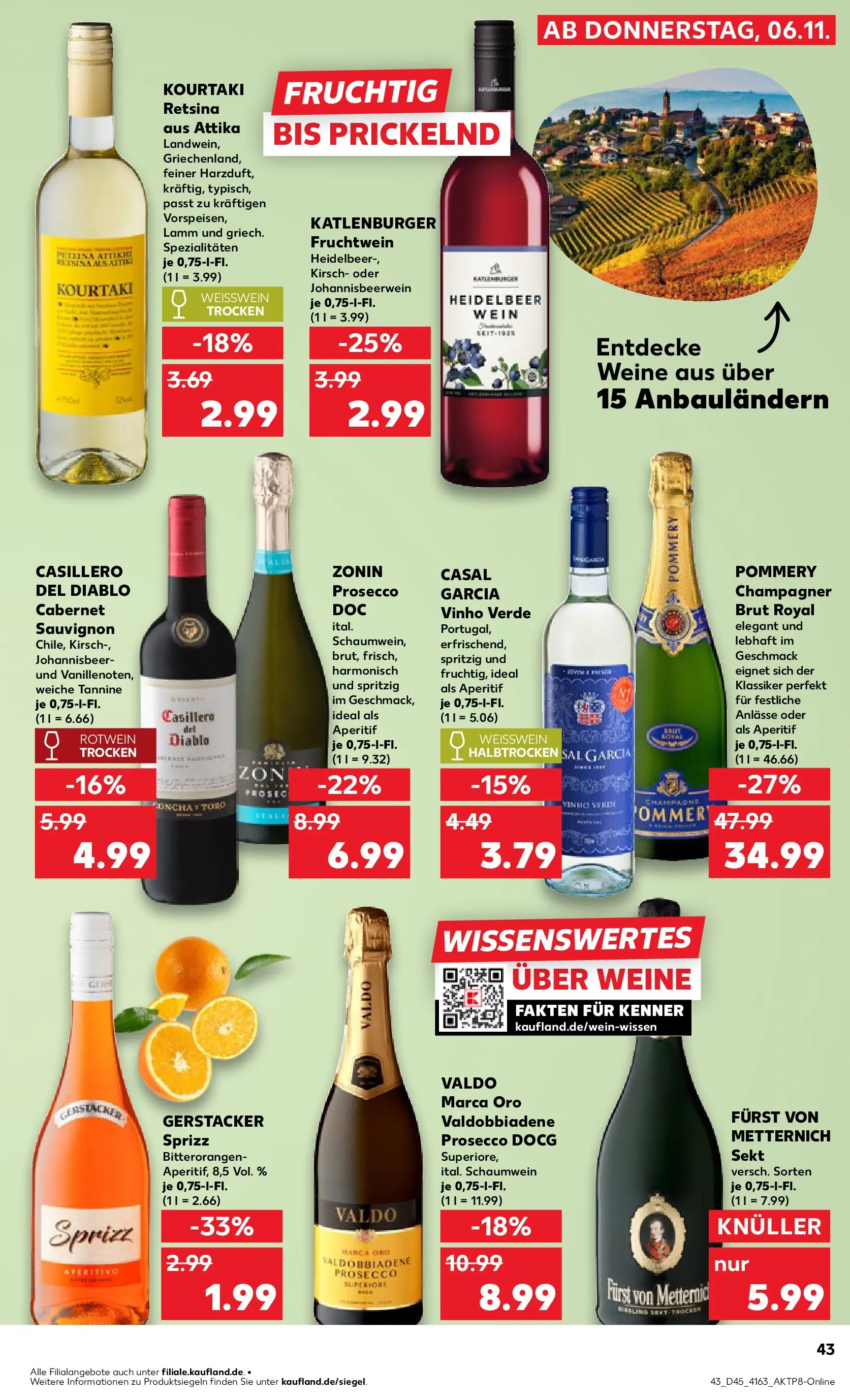 Prospekt Kaufland ab 10.11.2025 » Angebote Online zum Blättern | Seite: 43 | Produkte: Weißwein, Sekt, Weißwein halbtrocken, Prosecco