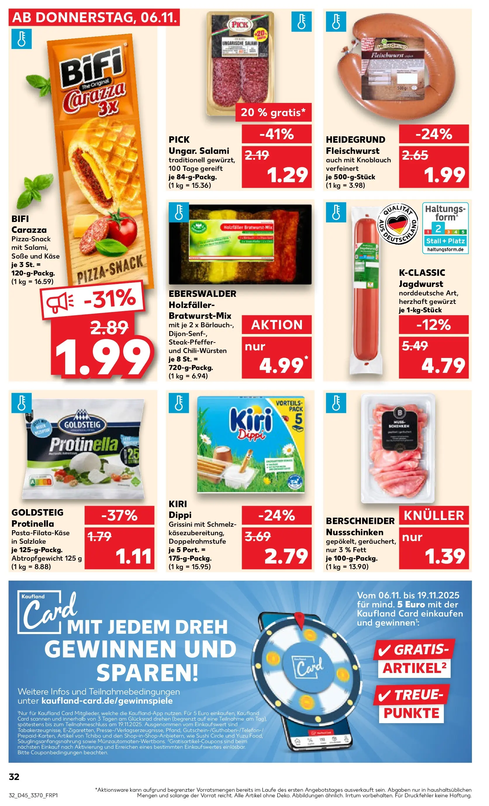 Prospekt Kaufland ab 10.11.2025 » Angebote Online zum Blättern | Seite: 32 | Produkte: Bifi, Bratwurst, Knoblauch, Pasta