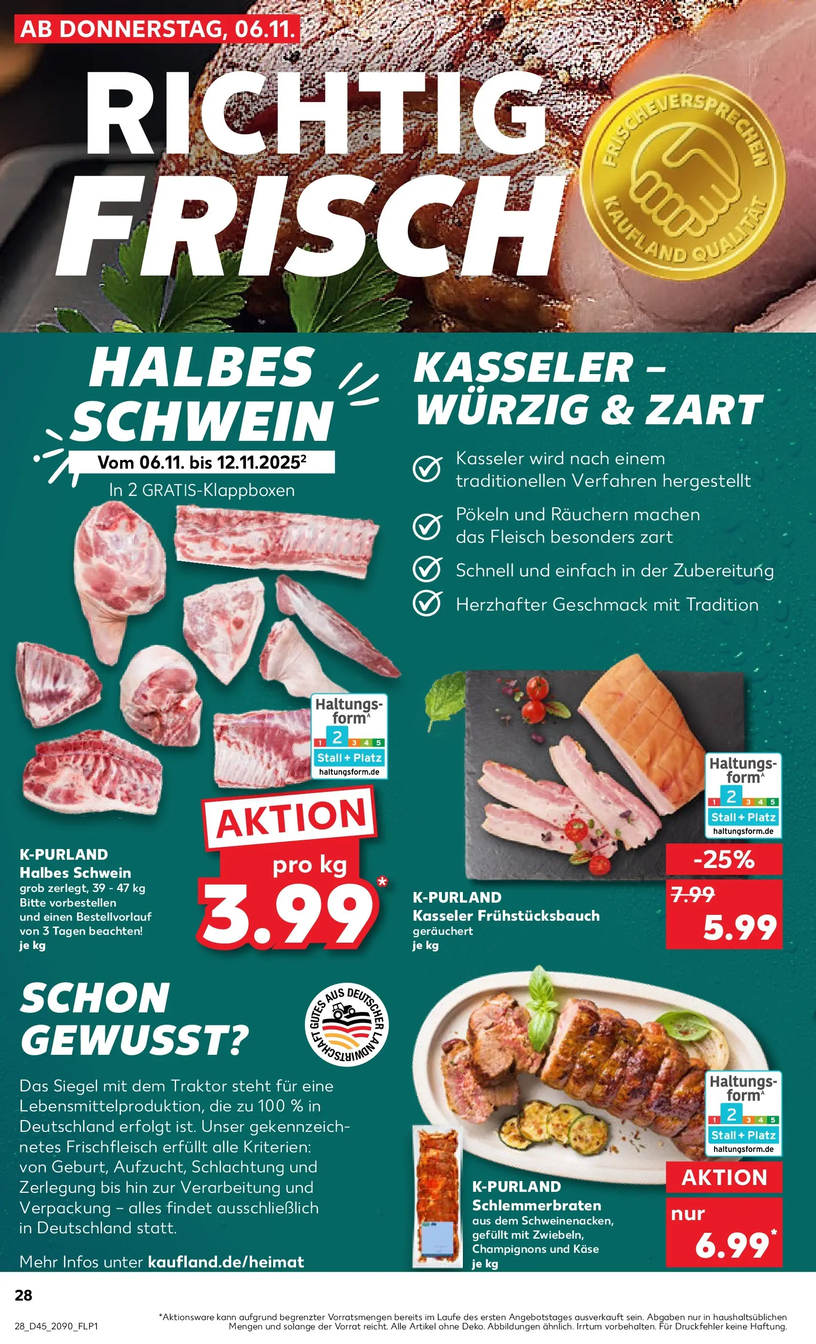 Prospekt Kaufland ab 09.11.2025 » Angebote Online zum Blättern | Seite: 28 | Produkte: Käse, Champignons, Fleisch