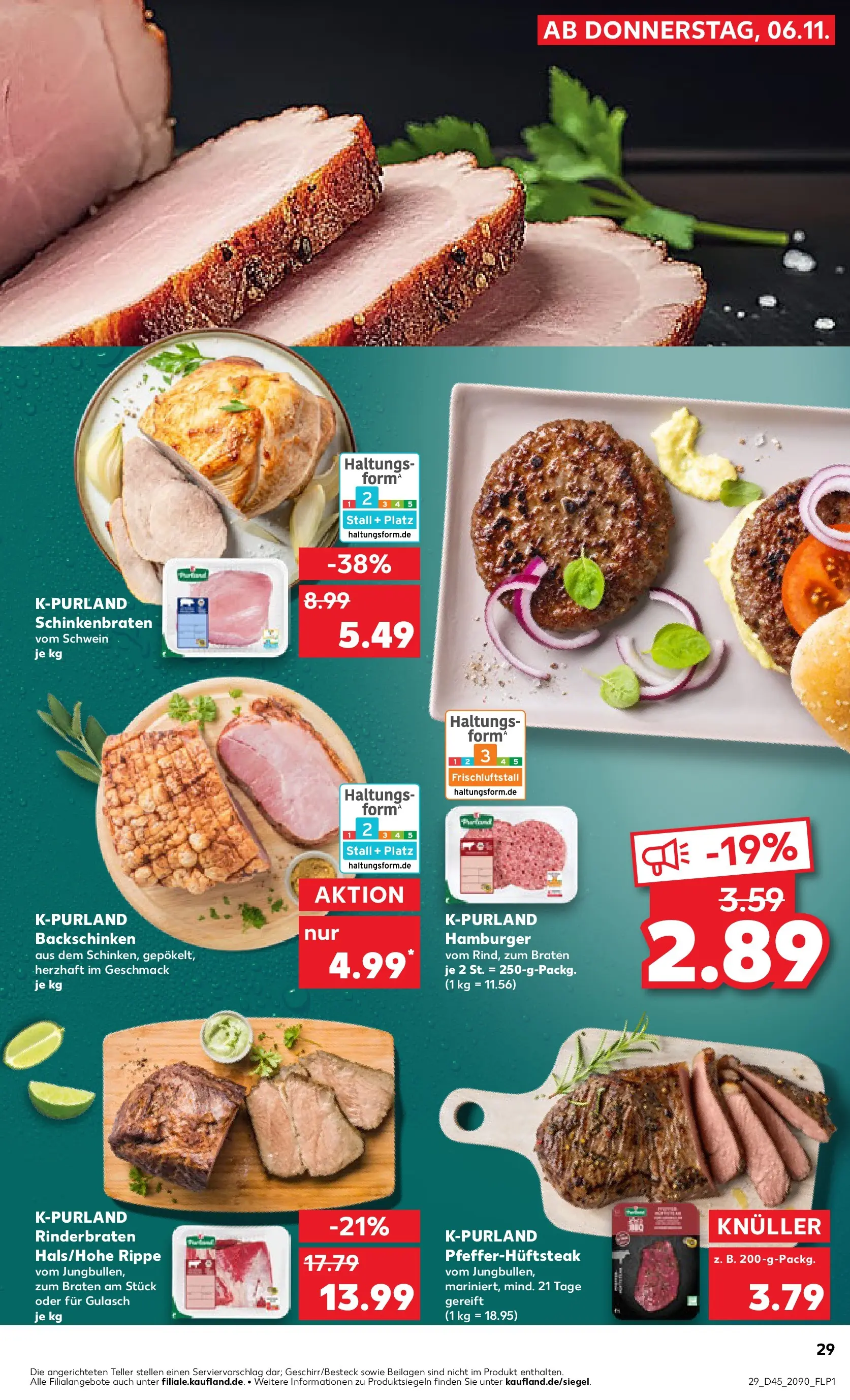 Prospekt Kaufland ab 09.11.2025 » Angebote Online zum Blättern | Seite: 29 | Produkte: Rinderbraten, Gulasch, Steak