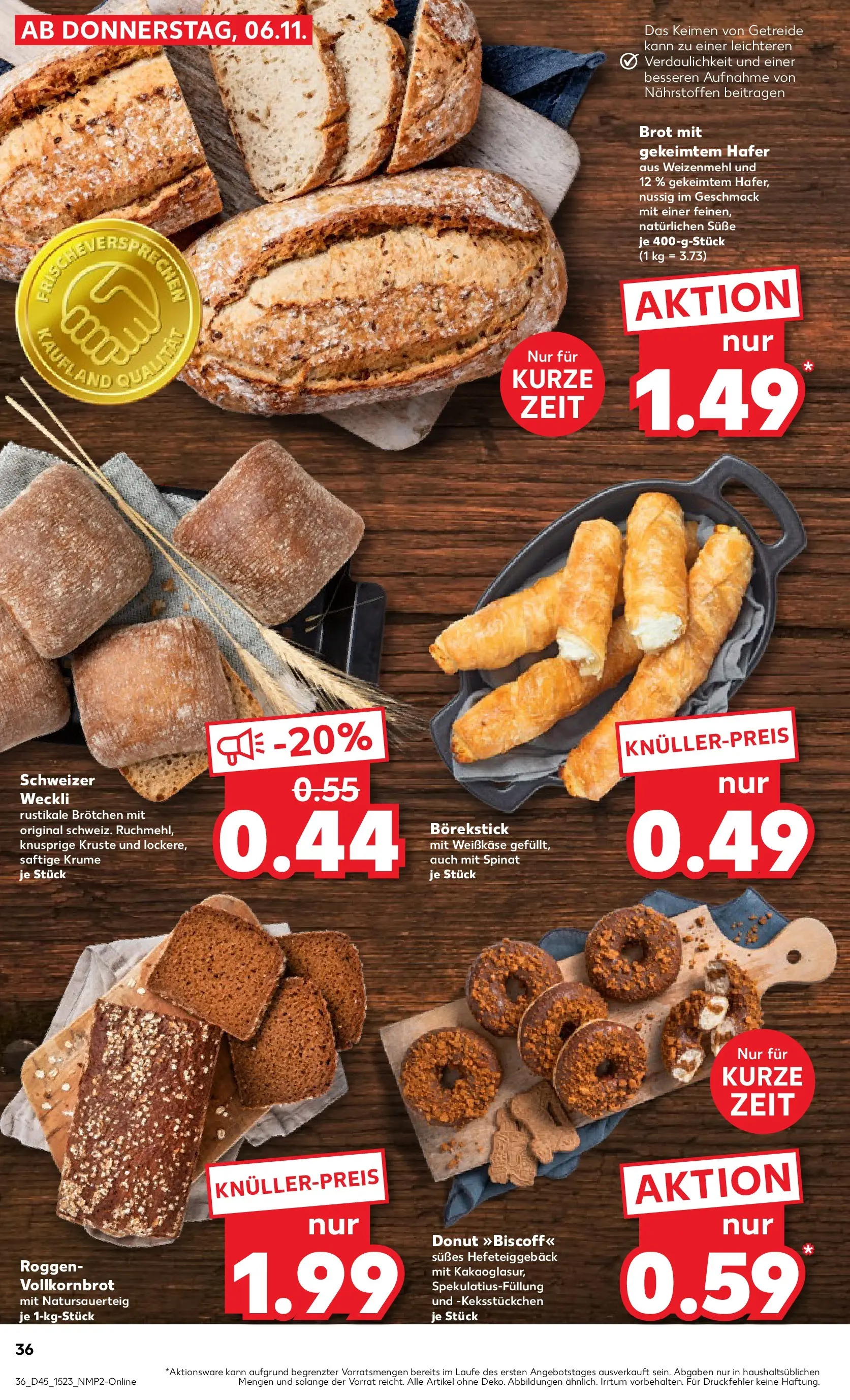 Prospekt Kaufland ab 09.11.2025 » Angebote Online zum Blättern | Seite: 36 | Produkte: Vollkornbrot, Weizenmehl, Brot, Getreide