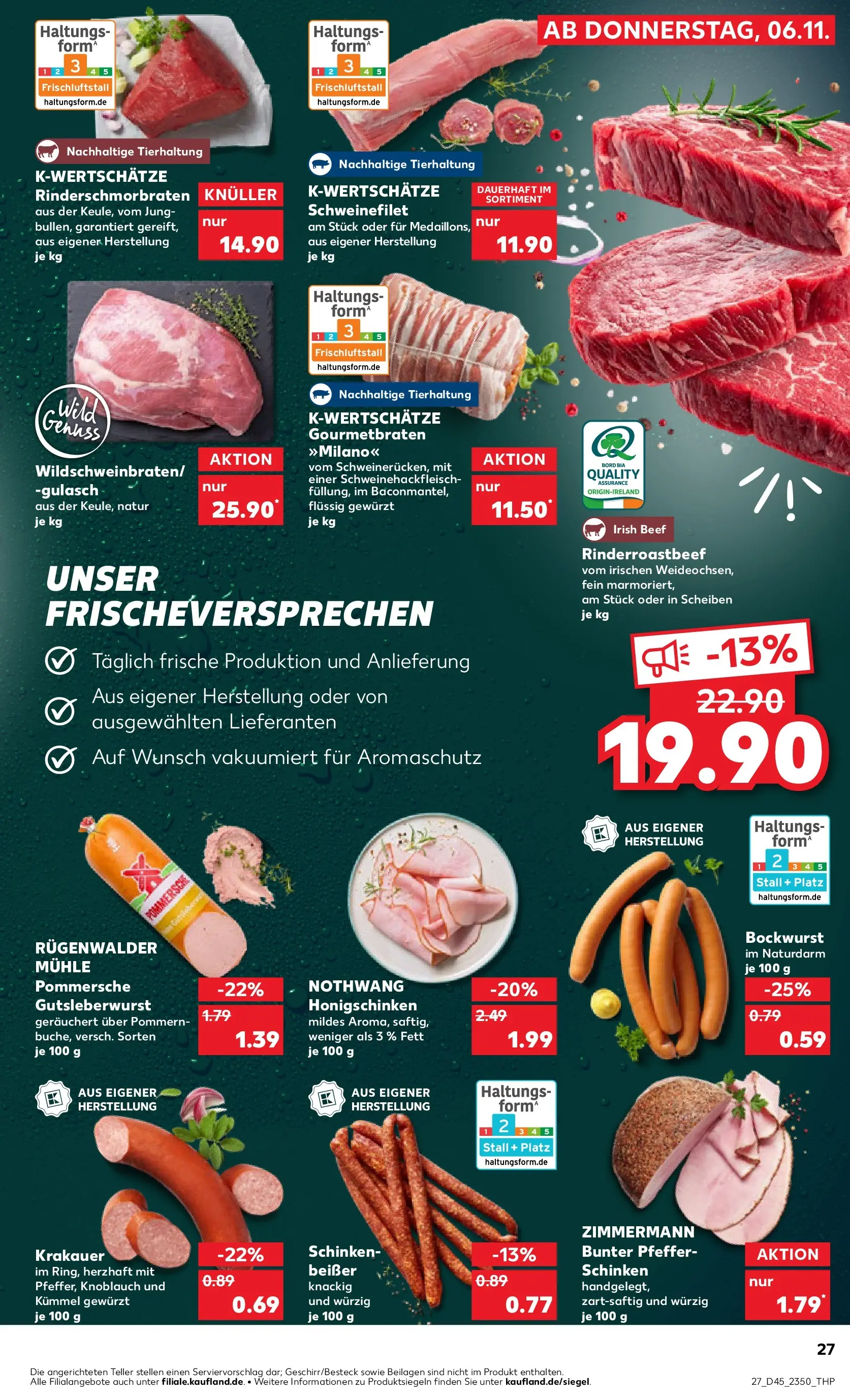 Prospekt Kaufland ab 10.11.2025 » Angebote Online zum Blättern | Seite: 27 | Produkte: Schweinefilet, Gulasch, Pfeffer, Schinken