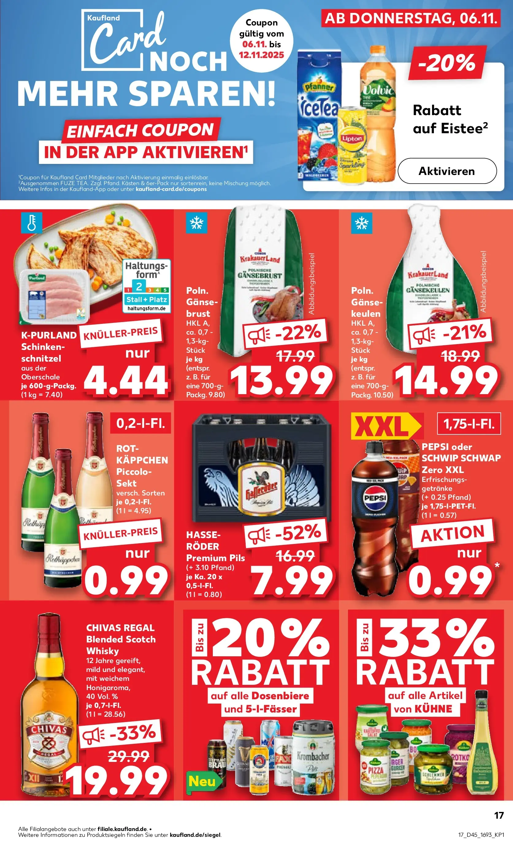 Prospekt Kaufland ab 10.11.2025 » Angebote Online zum Blättern | Seite: 17 | Produkte: Schwip schwap, Schnitzel, Krombacher, Volvic