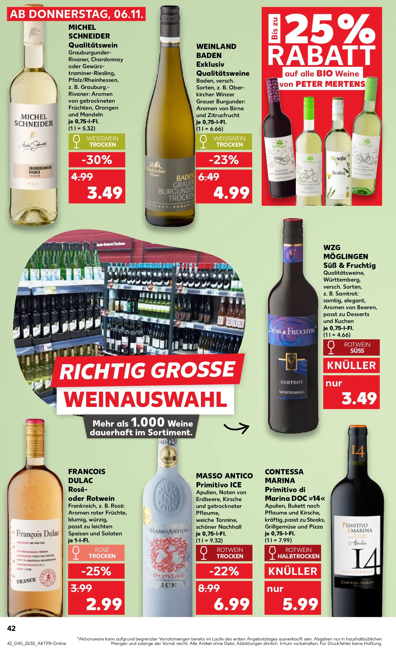 Prospekt Kaufland ab 10.11.2025 » Angebote Online zum Blättern | Seite: 42 | Produkte: Rotwein, Weißwein trocken, Mandeln, Kuchen
