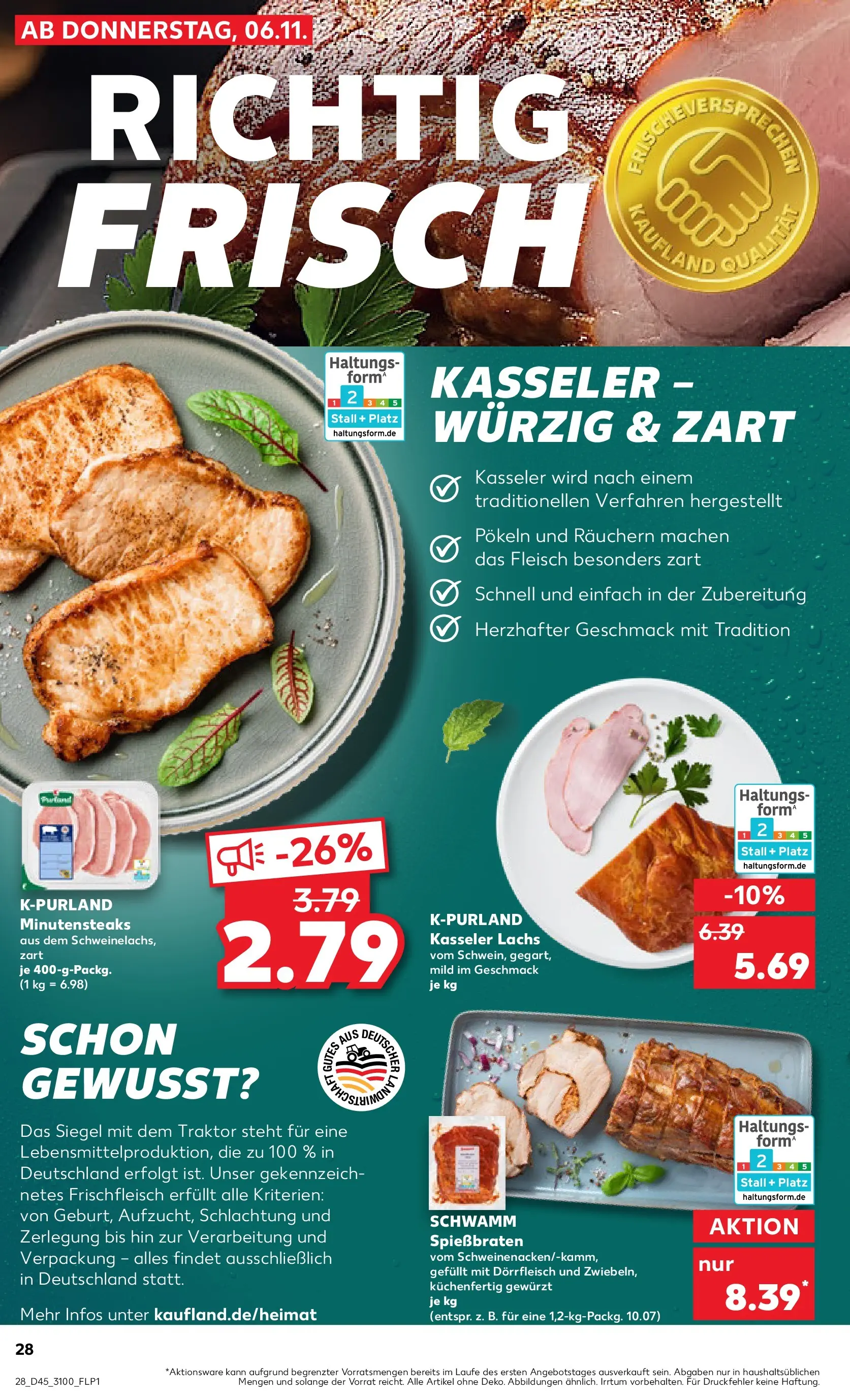 Prospekt Kaufland ab 09.11.2025 » Angebote Online zum Blättern | Seite: 28 | Produkte: Lachs, Steak, Fleisch