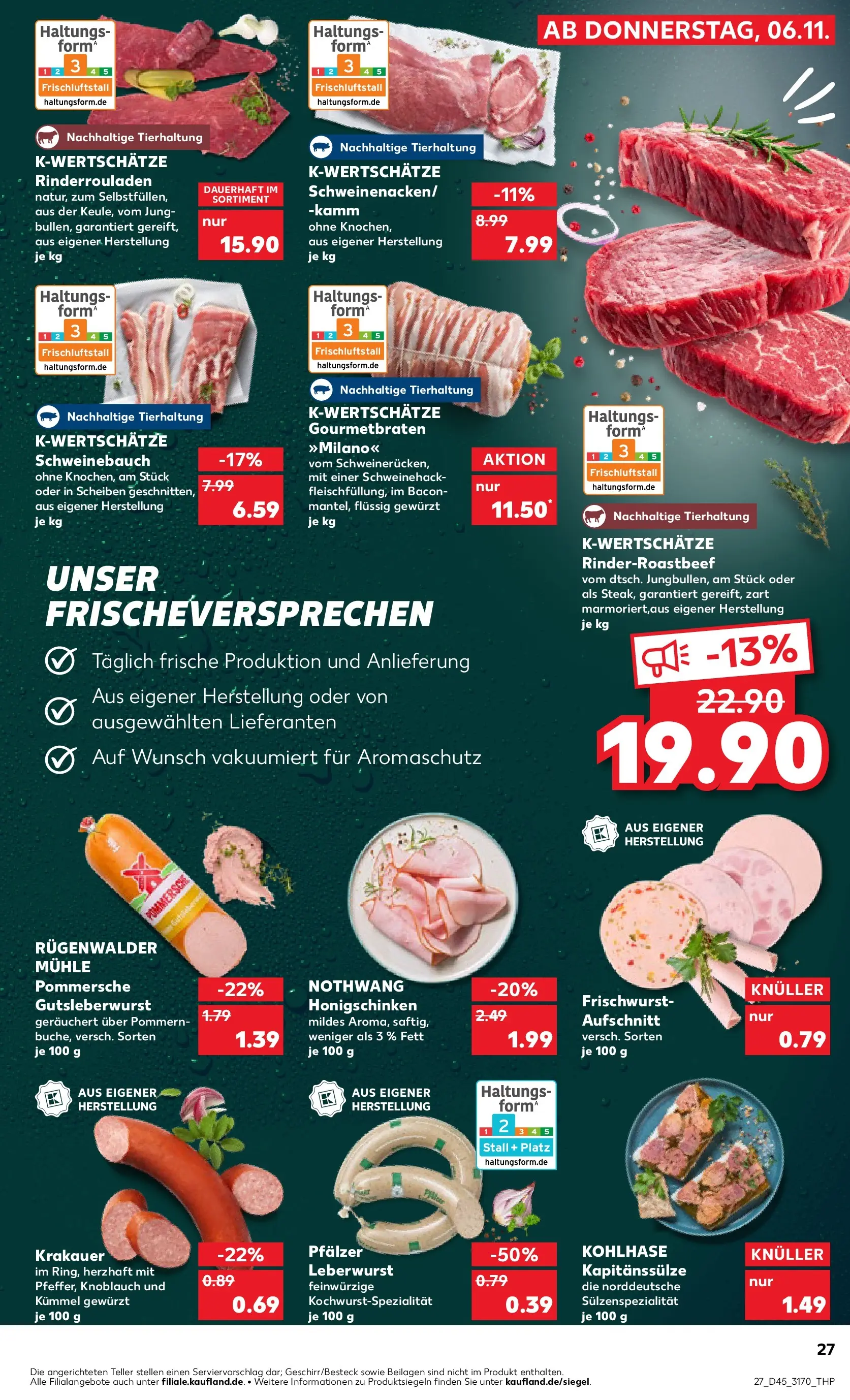 Prospekt Kaufland ab 10.11.2025 » Angebote Online zum Blättern | Seite: 27 | Produkte: Rinderrouladen, Mühle, Schweinebauch, Knoblauch