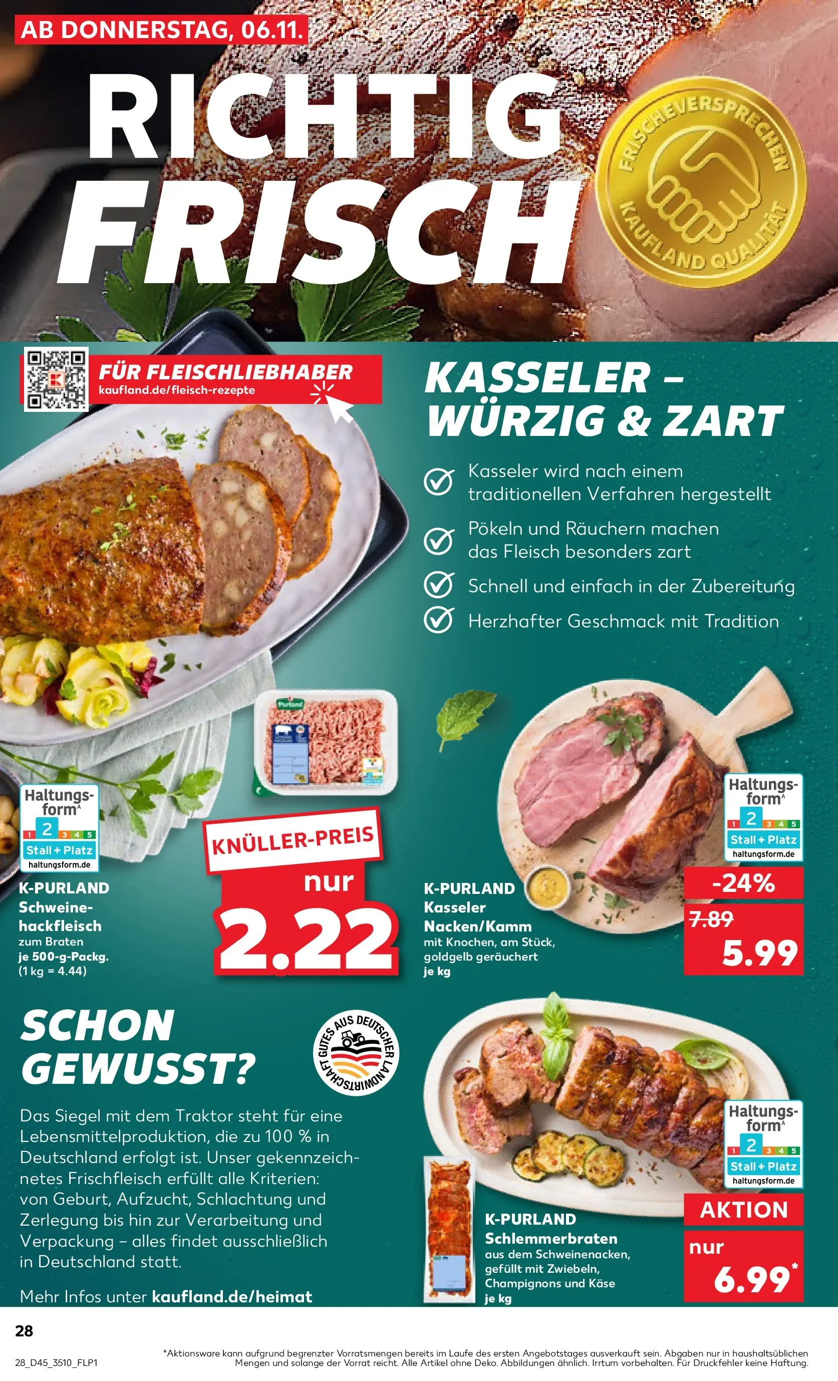 Prospekt Kaufland ab 10.11.2025 » Angebote Online zum Blättern | Seite: 28 | Produkte: Käse, Champignons, Fleisch, Hackfleisch