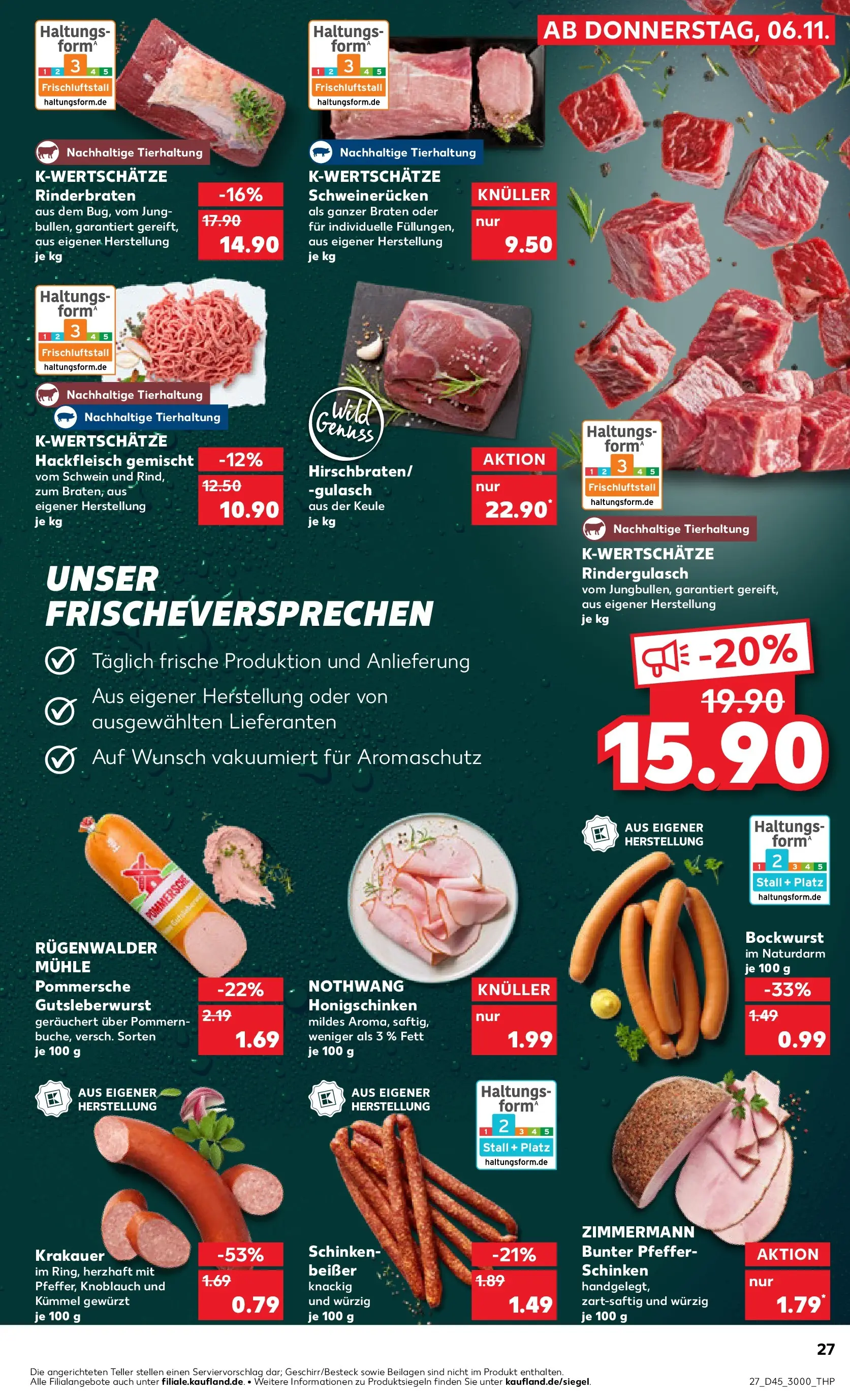 Prospekt Kaufland ab 10.11.2025 » Angebote Online zum Blättern | Seite: 27 | Produkte: Rinderbraten, Gulasch, Pfeffer, Schinken