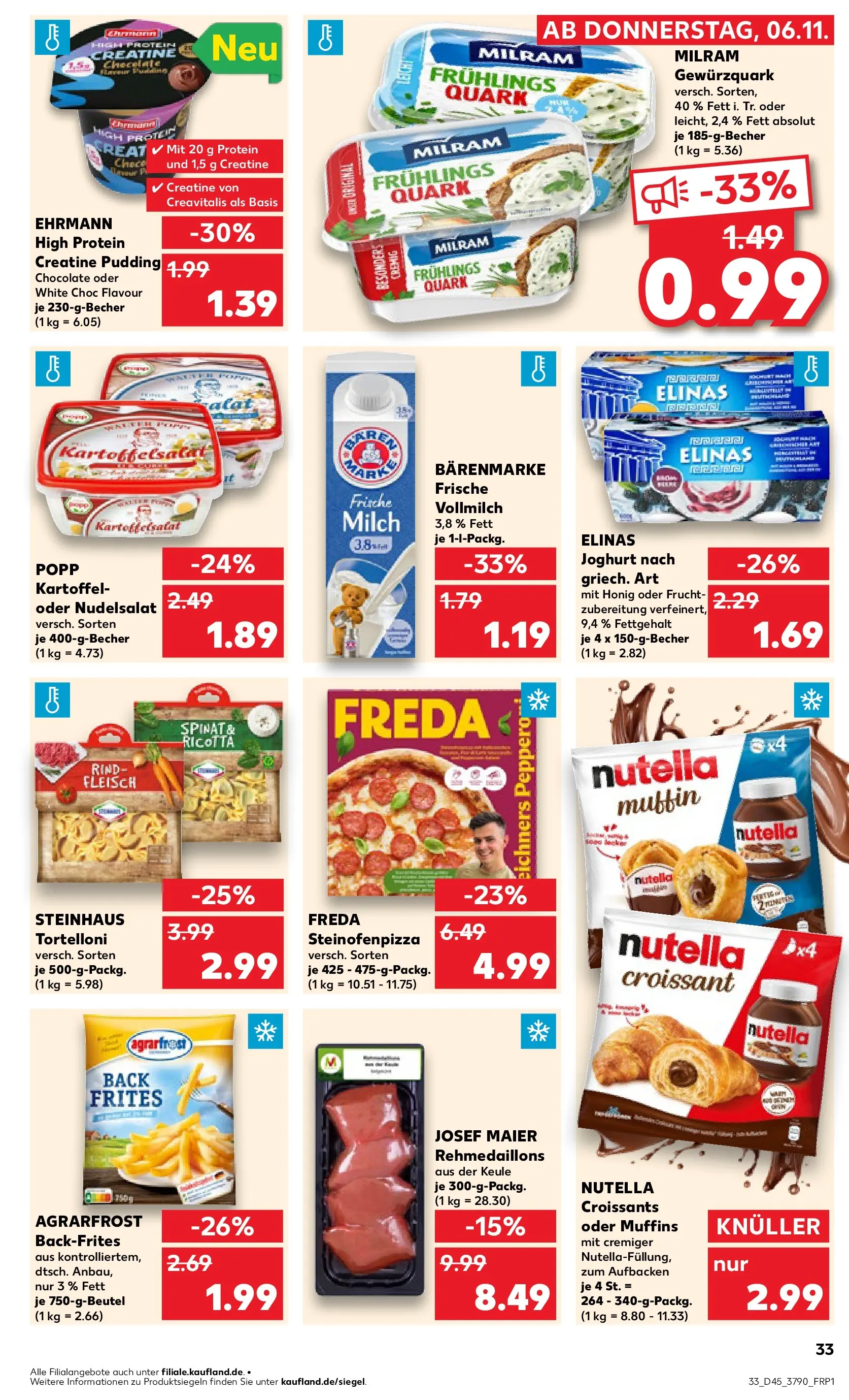 Prospekt Kaufland ab 10.11.2025 » Angebote und Werbung Online | Seite: 33 | Produkte: Pudding, Croissant, Milram, Fleisch Prospekt Kaufland ab 10.11.2025 » Angebote Online zum Blättern | Seite: 33 | Produkte: Pudding, Croissant, Milram, Fleisch