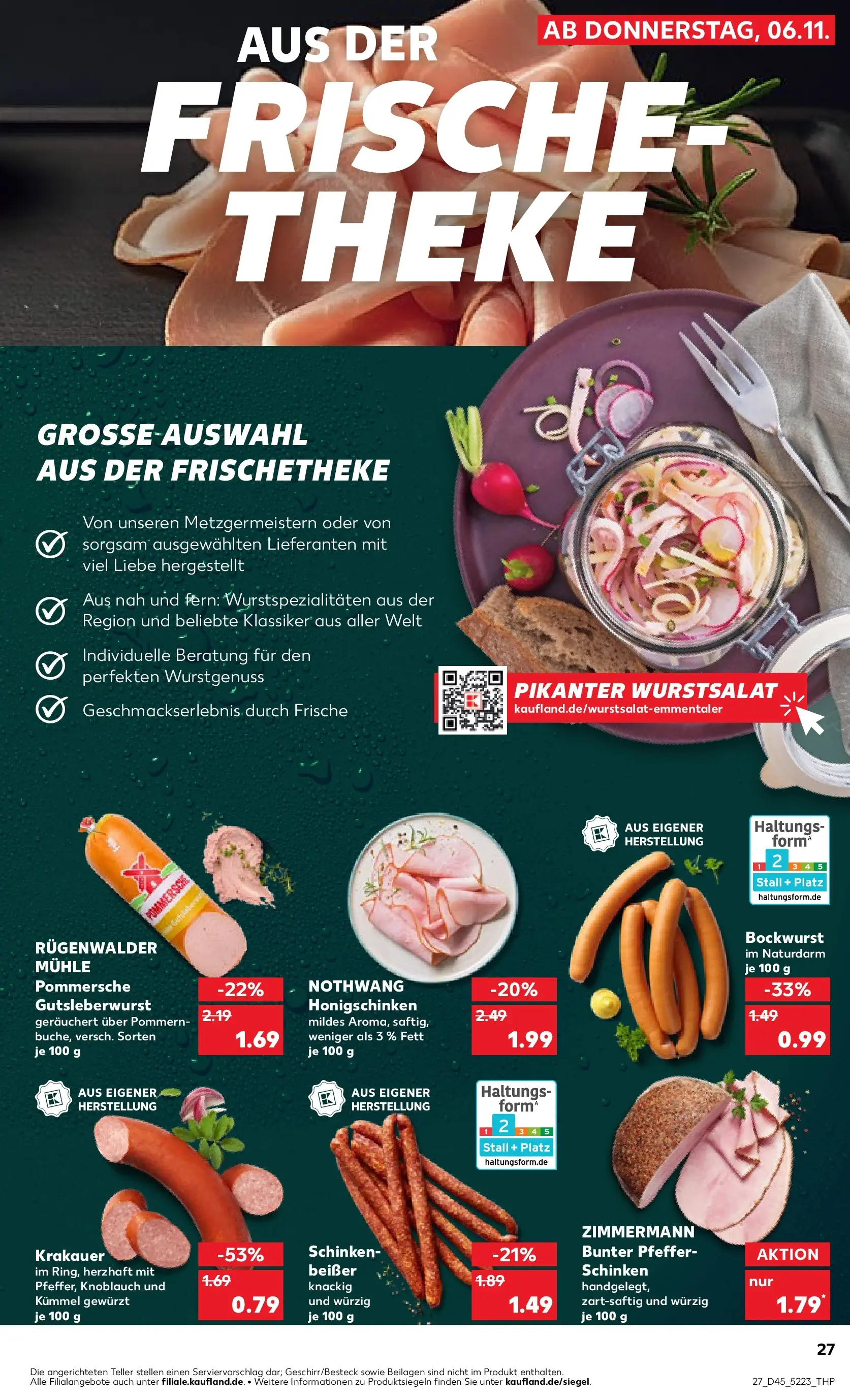 Prospekt Kaufland ab 10.11.2025 » Angebote Online zum Blättern | Seite: 27 | Produkte: Bockwurst, Mühle, Pfeffer, Schinken