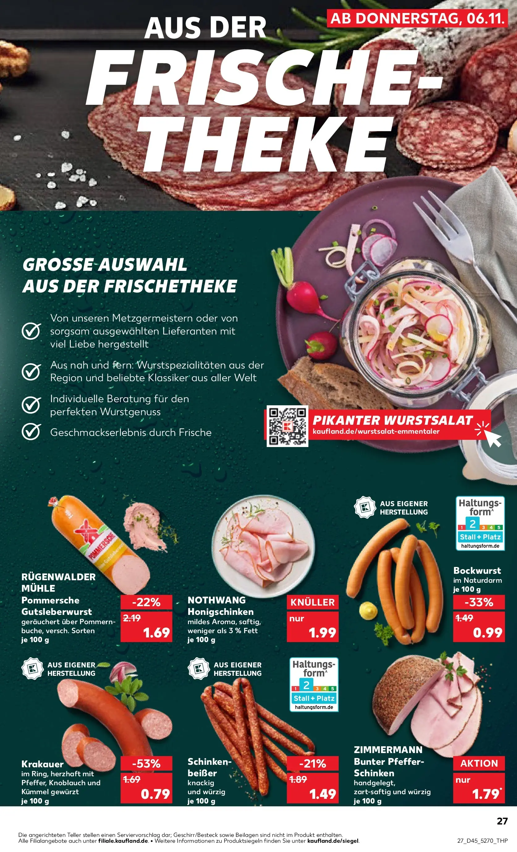 Prospekt Kaufland ab 10.11.2025 » Angebote Online zum Blättern | Seite: 27 | Produkte: Bockwurst, Pfeffer, Knoblauch, Schinken