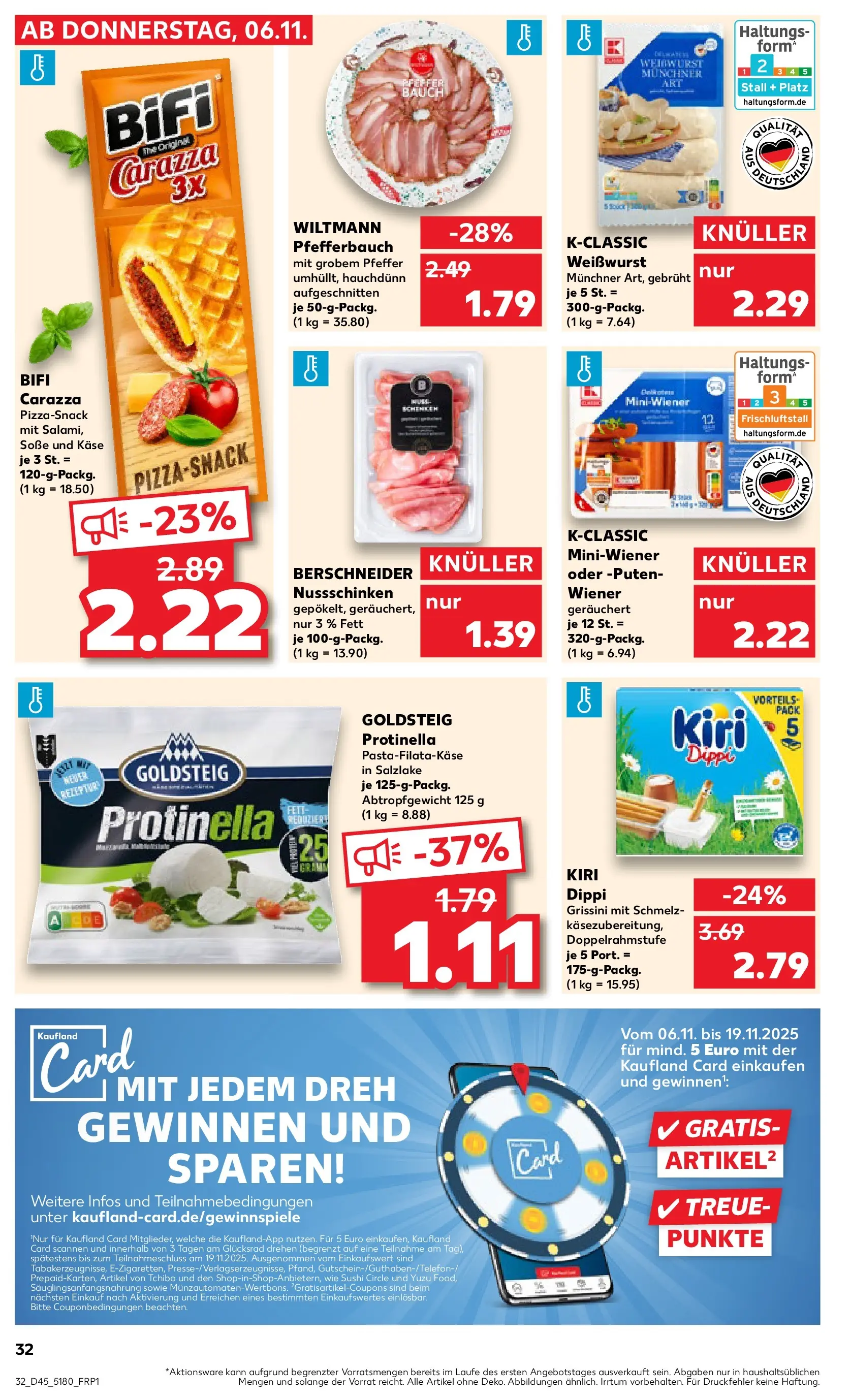 Prospekt Kaufland ab 10.11.2025 » Angebote Online zum Blättern | Seite: 32 | Produkte: Mozzarella, Bifi, Soße, Pizza