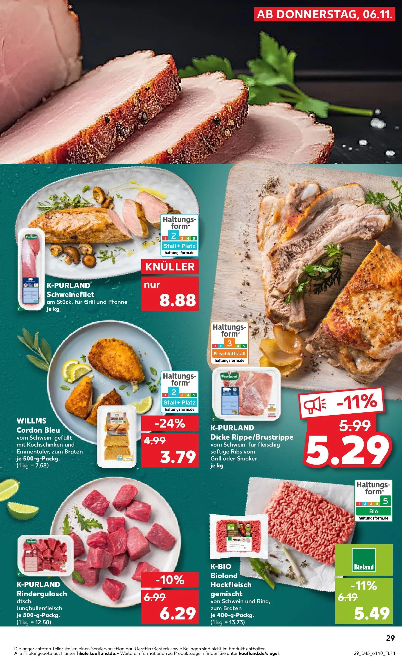 Prospekt Kaufland ab 10.11.2025 » Angebote Online zum Blättern | Seite: 29 | Produkte: Grill, Rindergulasch, Schweinefilet, Hackfleisch