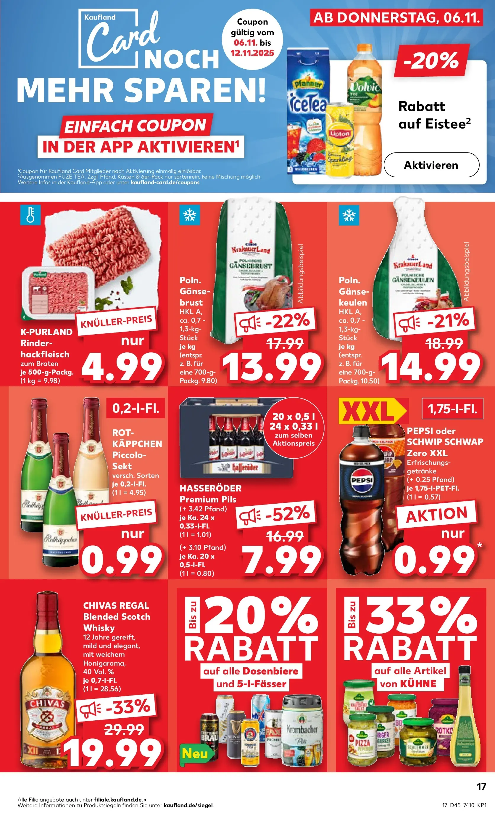 Prospekt Kaufland ab 10.11.2025 » Angebote Online zum Blättern | Seite: 17 | Produkte: Regal, Pepsi, Volvic, Hackfleisch