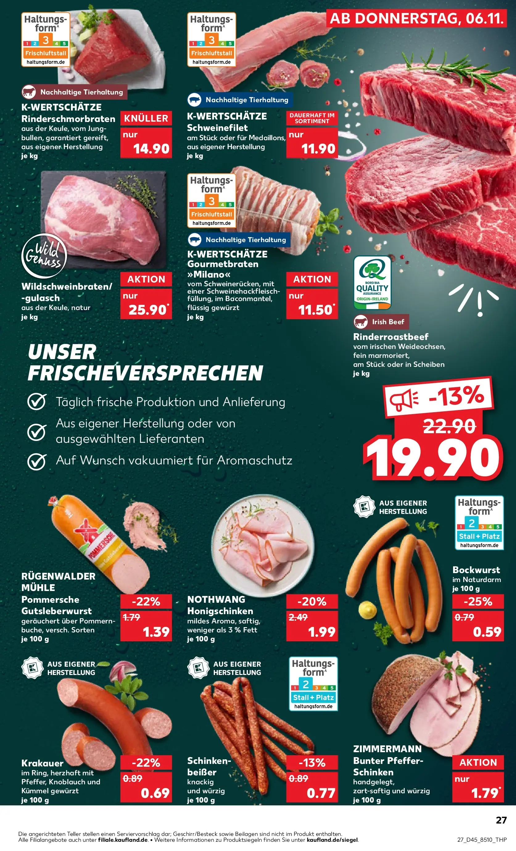 Prospekt Kaufland ab 10.11.2025 » Angebote Online zum Blättern | Seite: 27 | Produkte: Bockwurst, Mühle, Schweinefilet, Schinken