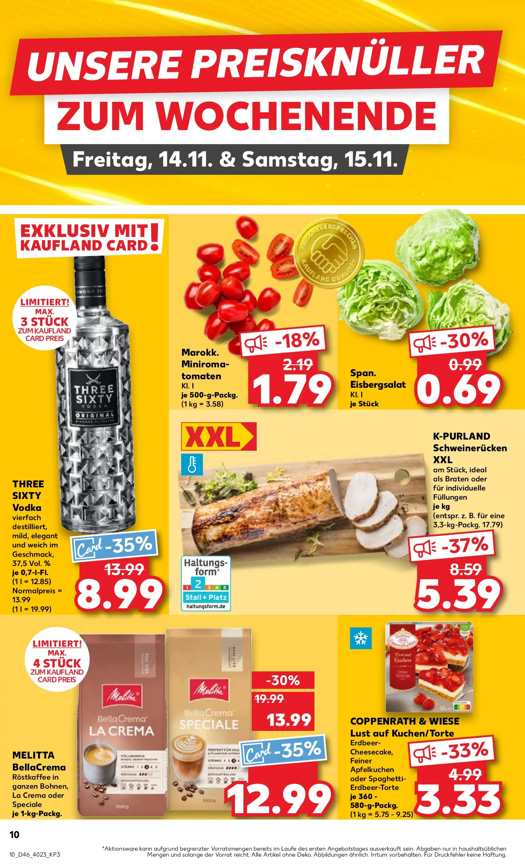 Prospekt Kaufland ab 12.11.2025 » Angebote Online zum Blättern | Seite: 10 | Produkte: Tomaten, Eisbergsalat, Schweinerucken, Vodka