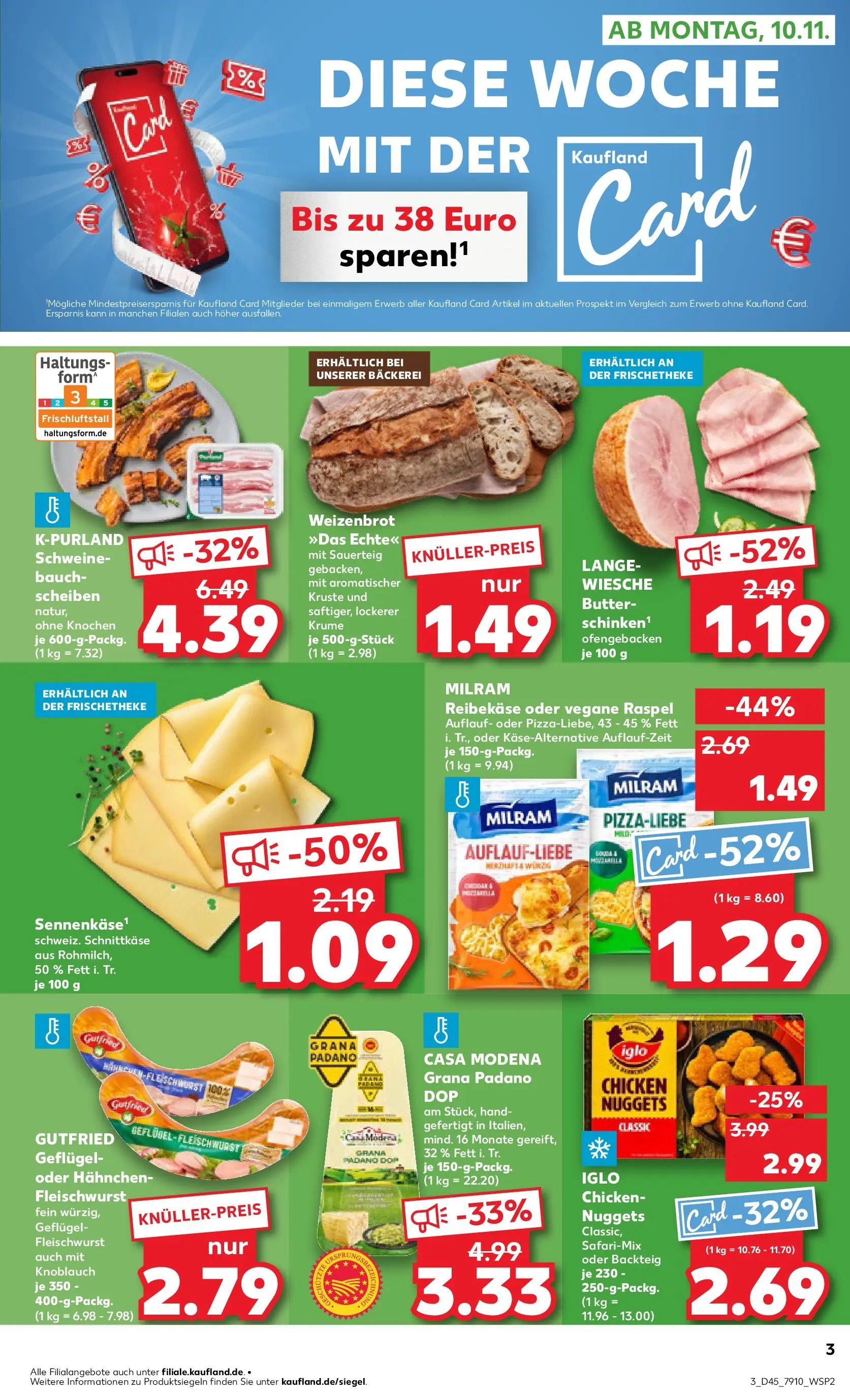 Prospekt Kaufland ab 10.11.2025 » Angebote Online zum Blättern | Seite: 3 | Produkte: Hahnchen, Iglo, Milram, Pizza