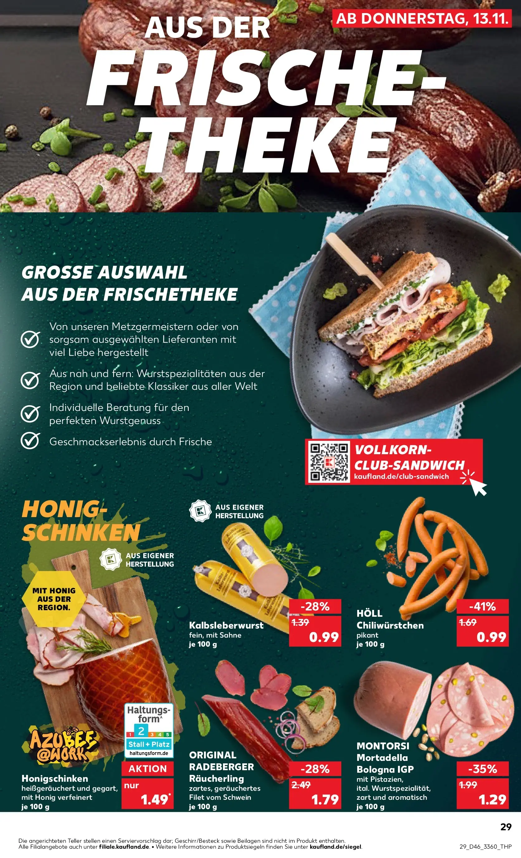 Prospekt Kaufland ab 12.11.2025 » Angebote Online zum Blättern | Seite: 29 | Produkte: Theke, Chili, Schinken, Sahne