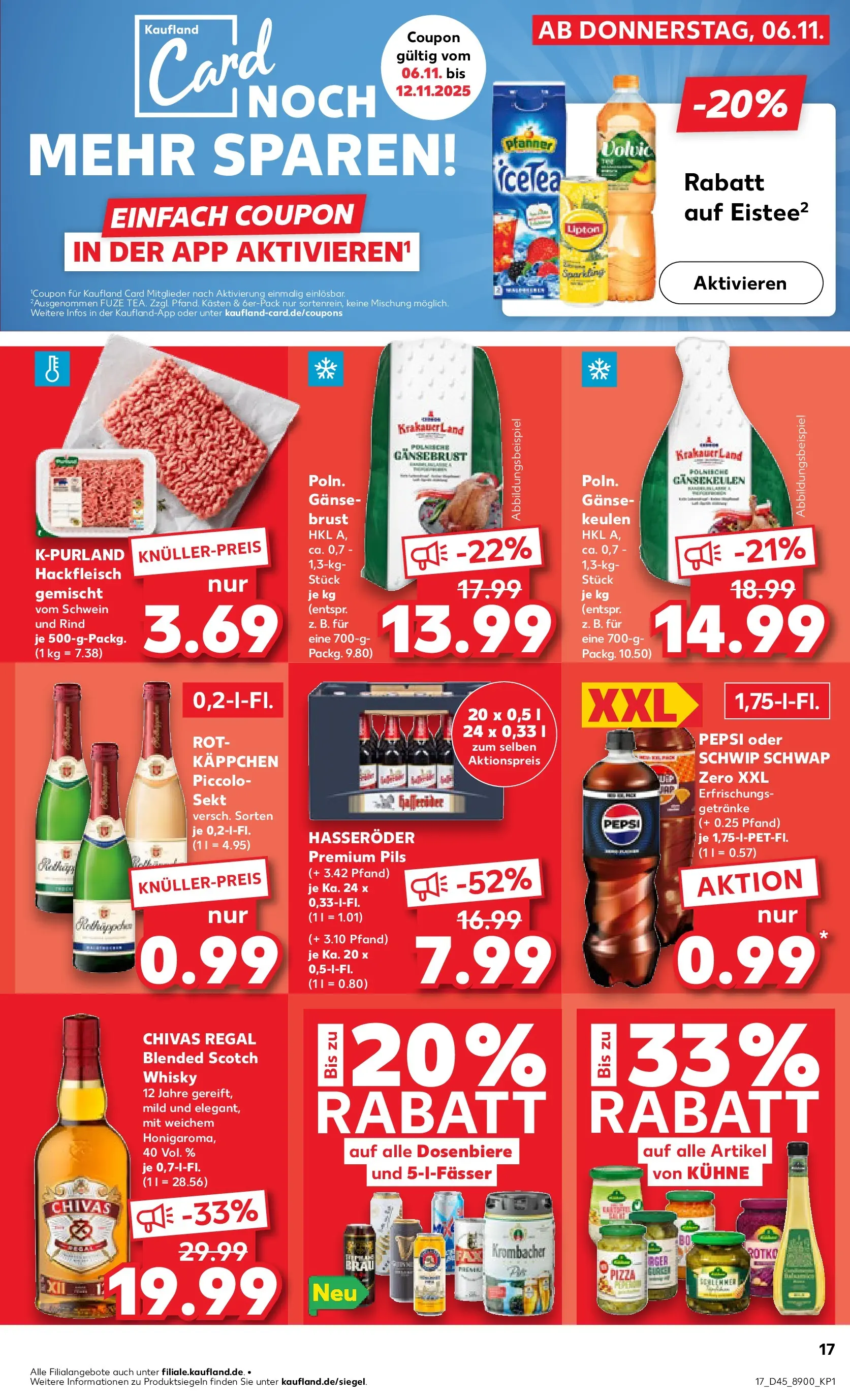 Prospekt Kaufland ab 10.11.2025 » Angebote Online zum Blättern | Seite: 17 | Produkte: Pils, Pizza, Hasseröder, Volvic