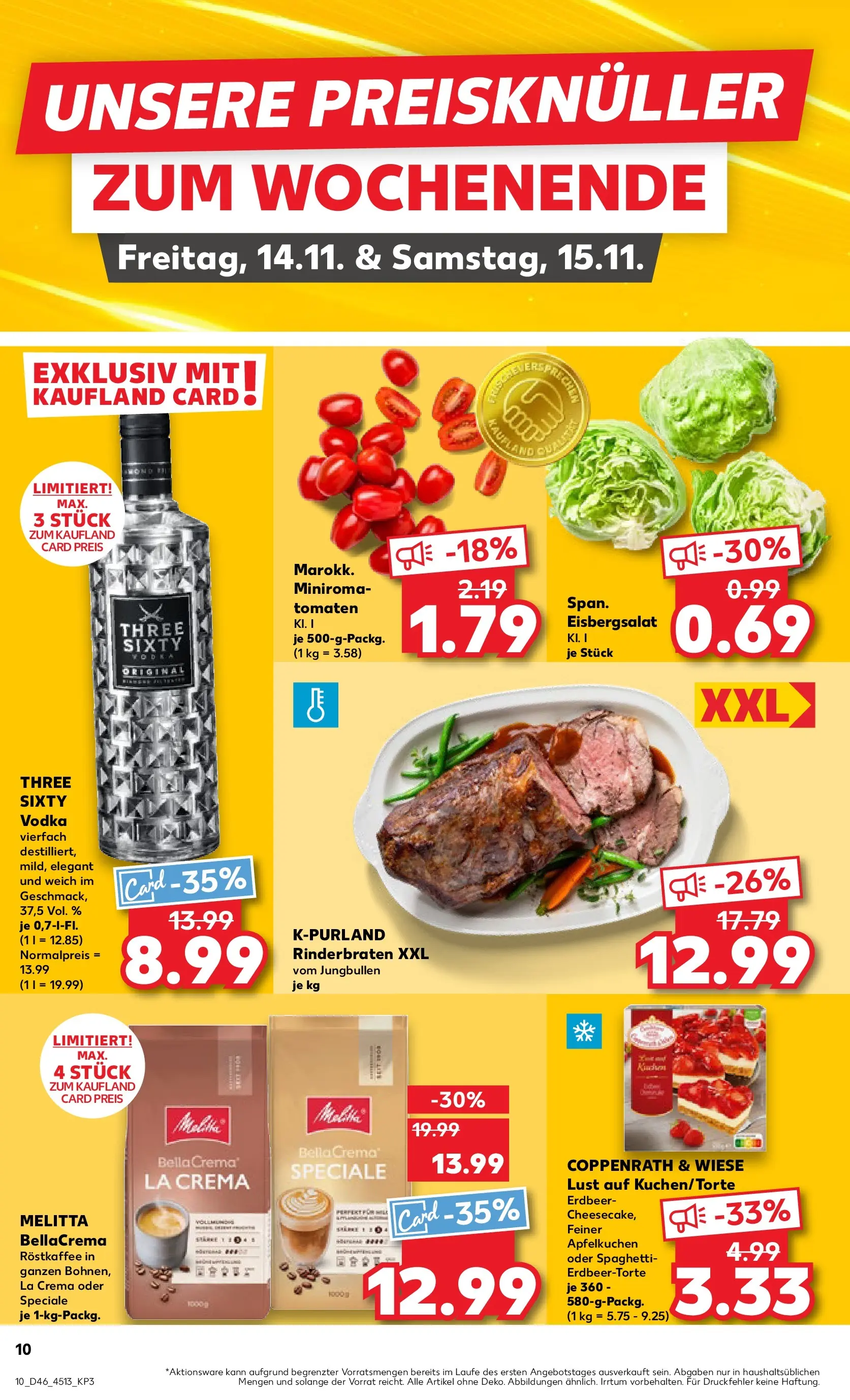 Prospekt Kaufland ab 12.11.2025 » Angebote Online zum Blättern | Seite: 10 | Produkte: Rinderbraten, Melitta, Tomaten, Eisbergsalat