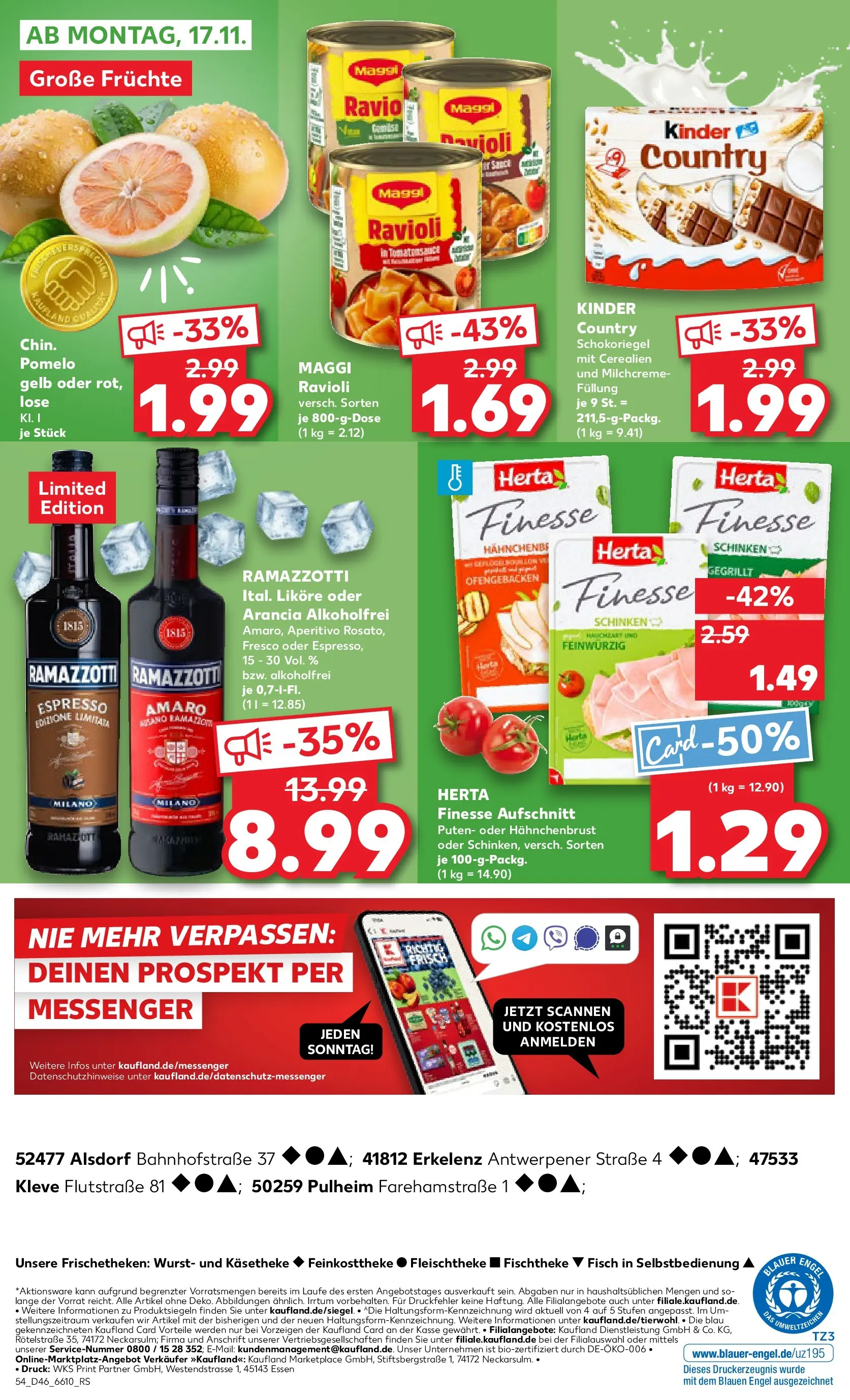 Prospekt Kaufland ab 13.11.2025 » Angebote Online zum Blättern | Seite: 54 | Produkte: Maggi, Herta finesse, Ramazzotti, Kinder country