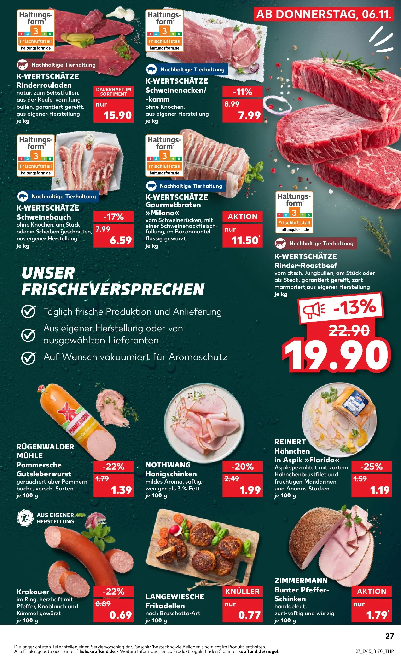 Prospekt Kaufland ab 10.11.2025 » Angebote Online zum Blättern | Seite: 27 | Produkte: Schweinebauch, Roastbeef, Knoblauch, Schinken