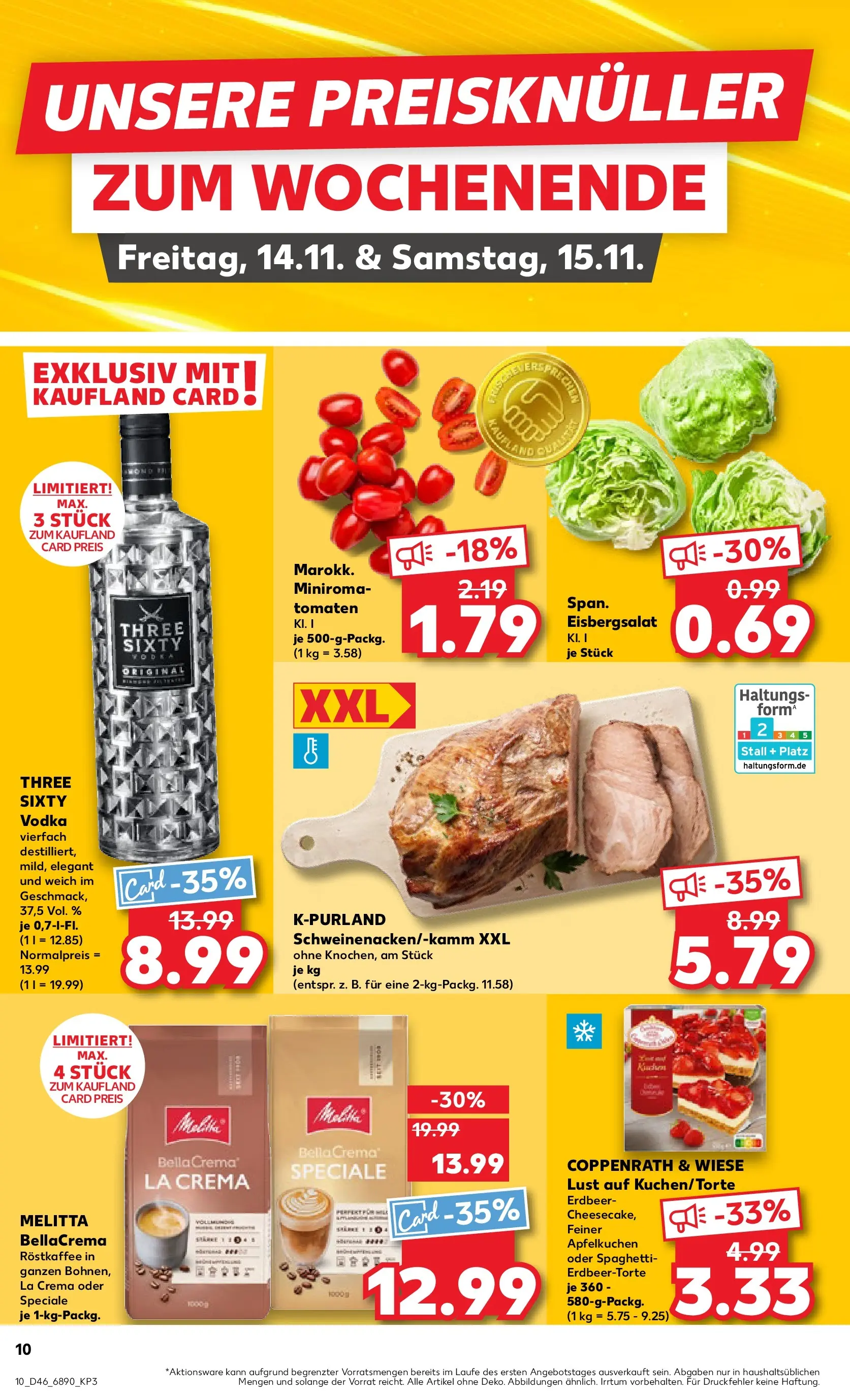 Prospekt Kaufland ab 12.11.2025 » Angebote Online zum Blättern | Seite: 10 | Produkte: Melitta, Tomaten, Eisbergsalat, Vodka