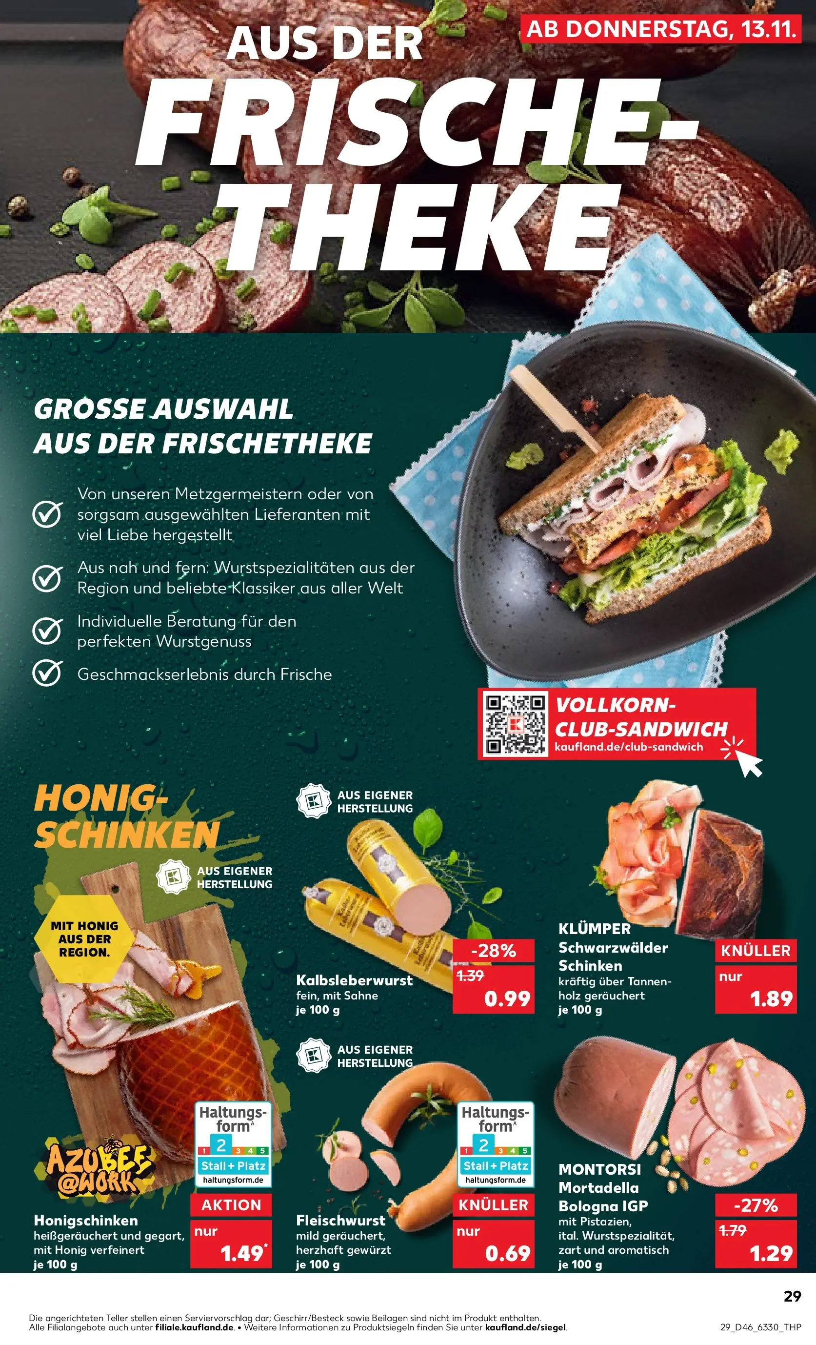 Prospekt Kaufland ab 12.11.2025 » Angebote Online zum Blättern | Seite: 29 | Produkte: Theke, Schinken, Sahne