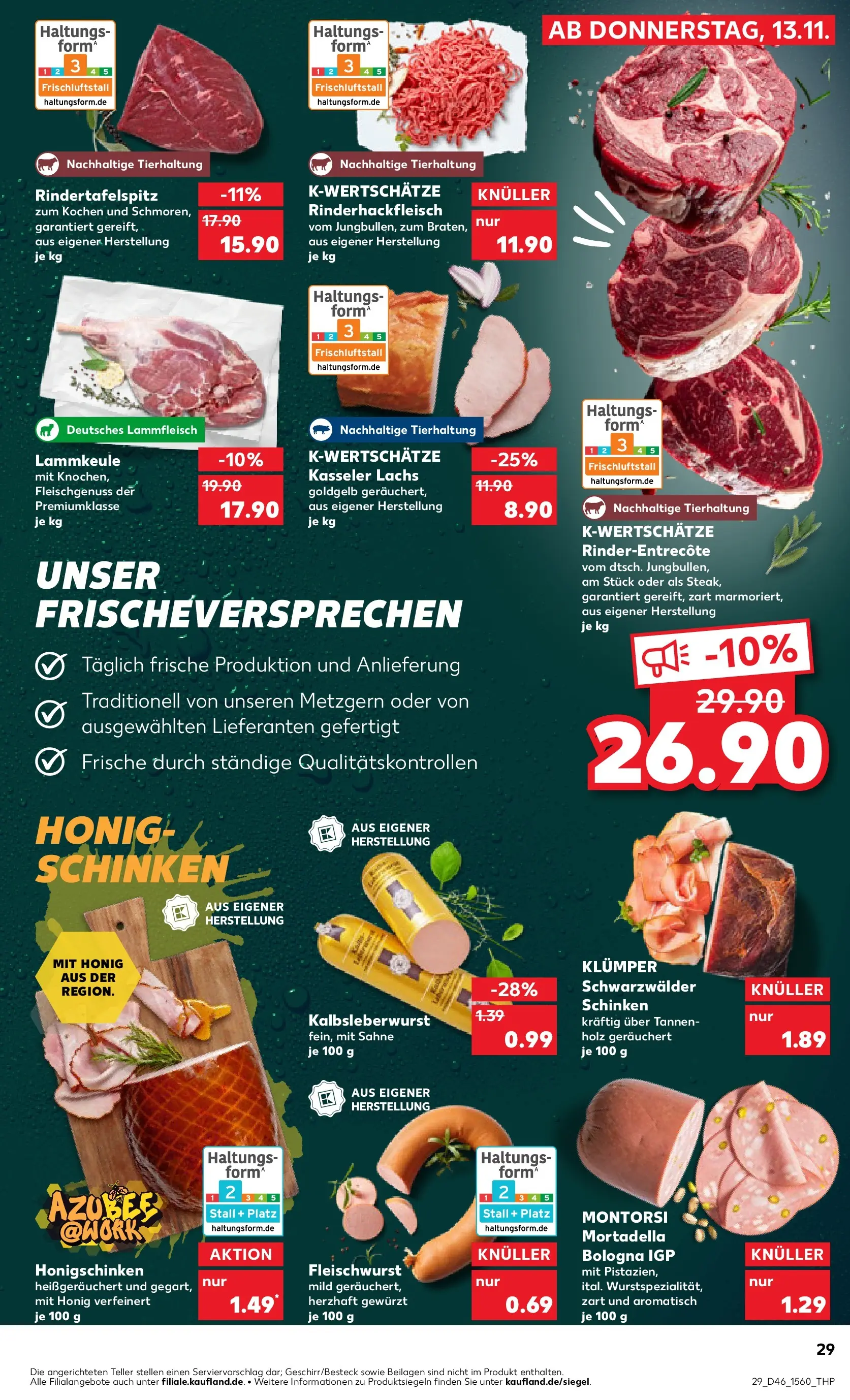 Prospekt Kaufland ab 13.11.2025 » Angebote Online zum Blättern | Seite: 29 | Produkte: Lammkeule, Schinken, Steak, Sahne