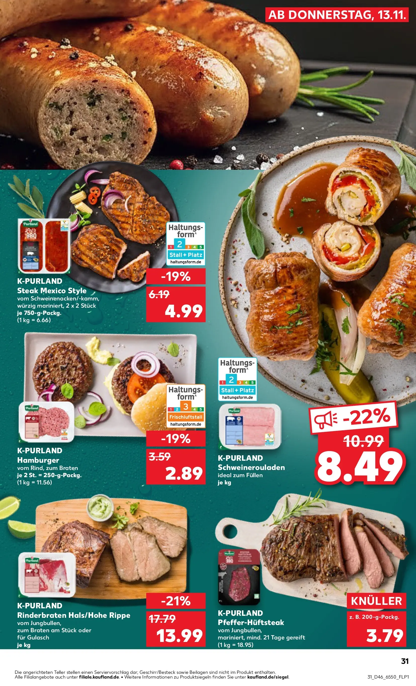 Prospekt Kaufland ab 12.11.2025 » Angebote Online zum Blättern | Seite: 31 | Produkte: Rinderbraten, Gulasch, Steak
