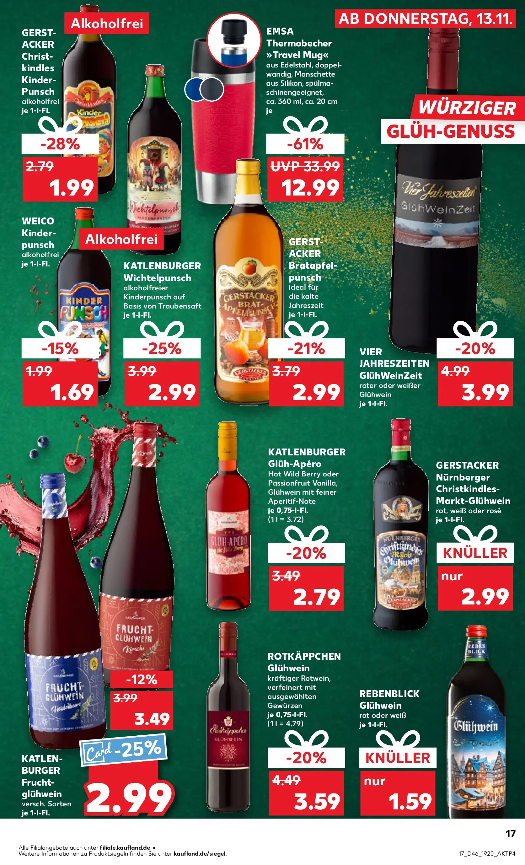 Prospekt Kaufland ab 13.11.2025 » Angebote Online zum Blättern | Seite: 17 | Produkte: Burger, Rotkäppchen