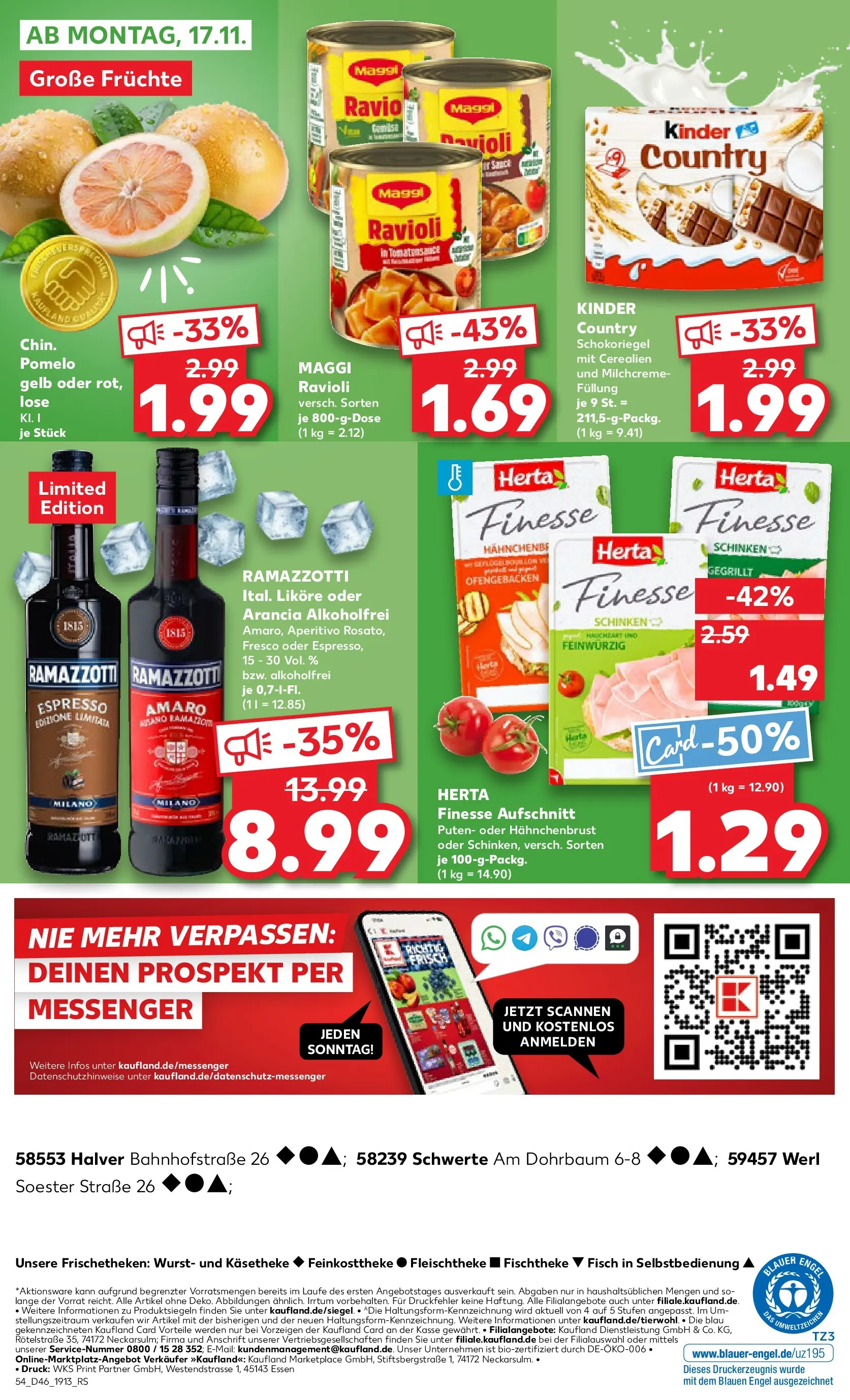 Prospekt Kaufland ab 13.11.2025 » Angebote Online zum Blättern | Seite: 54 | Produkte: Maggi, Herta finesse, Ramazzotti, Hahnchenbrust