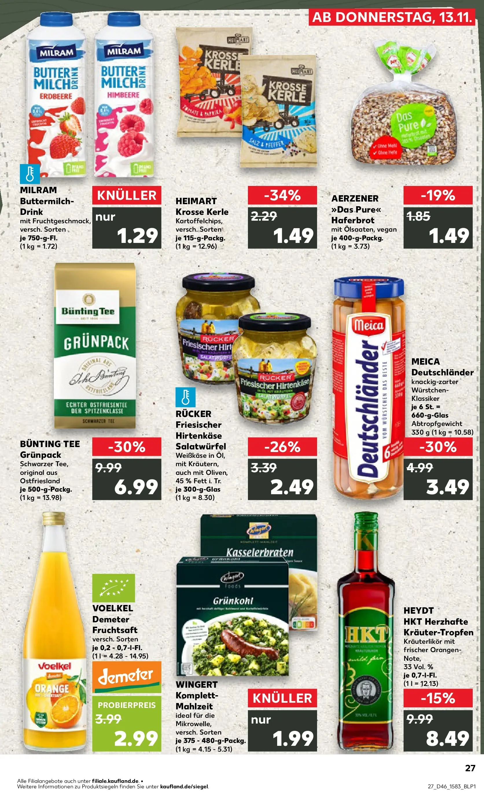 Prospekt Kaufland ab 13.11.2025 » Angebote Online zum Blättern | Seite: 27 | Produkte: Orangen, Milram, Salz, Fruchtsaft