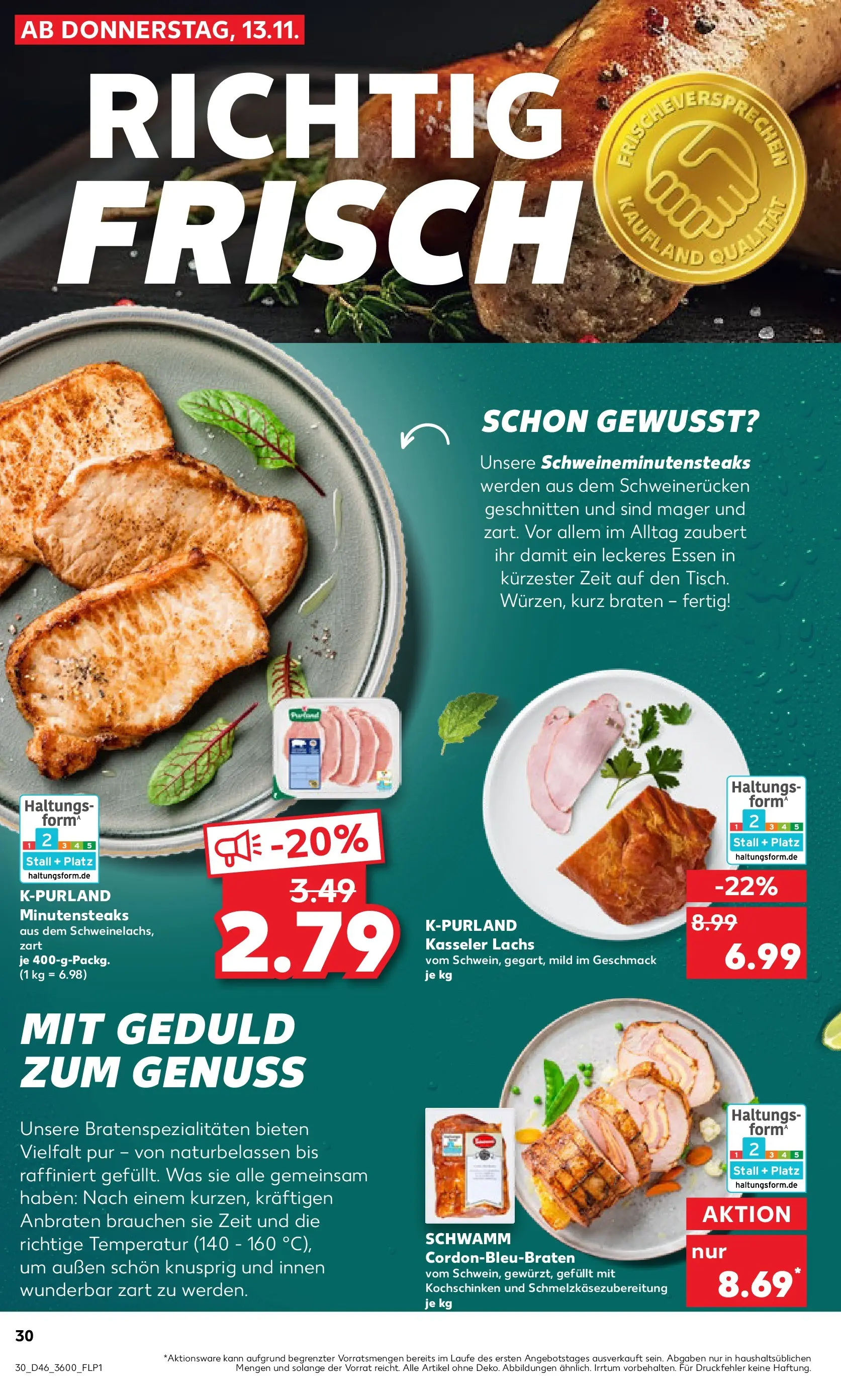 Prospekt Kaufland ab 12.11.2025 » Angebote Online zum Blättern | Seite: 30 | Produkte: Lachs, Schweinerucken, Steak