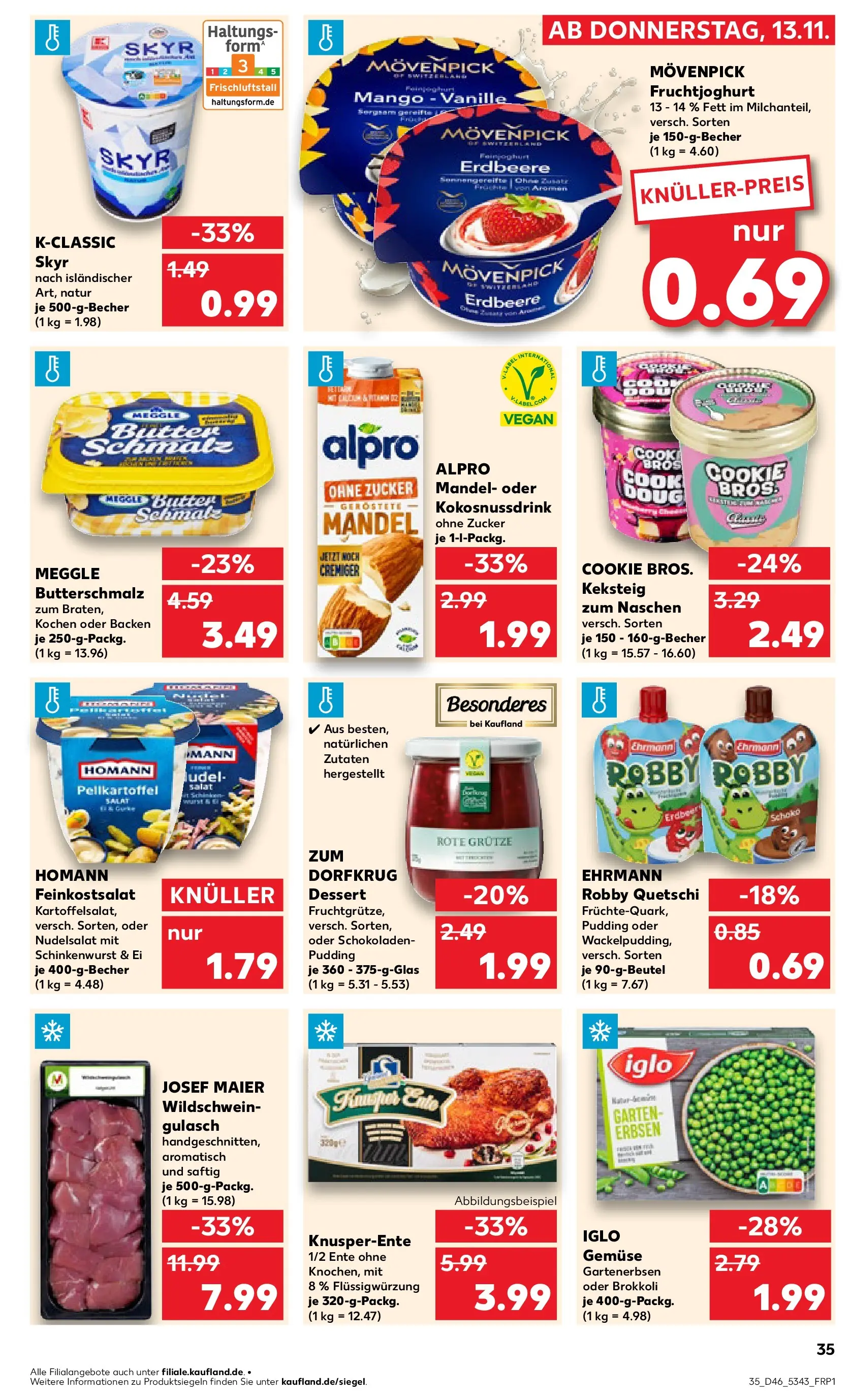 Prospekt Kaufland ab 12.11.2025 » Angebote Online zum Blättern | Seite: 35 | Produkte: Skyr, Gemüse, Mango, Meggle butter