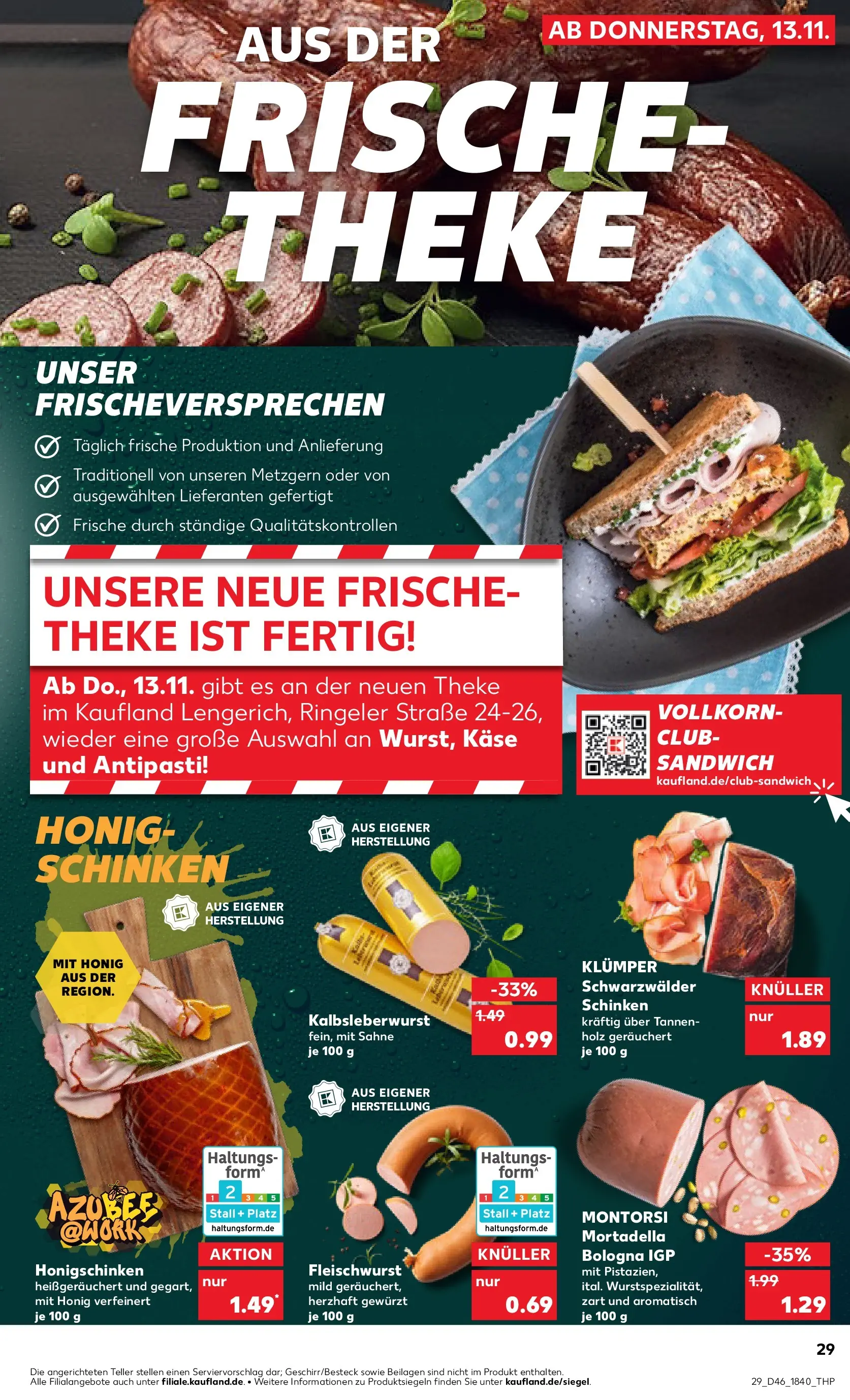 Prospekt Kaufland ab 13.11.2025 » Angebote Online zum Blättern | Seite: 29 | Produkte: Käse, Theke, Schinken, Sahne
