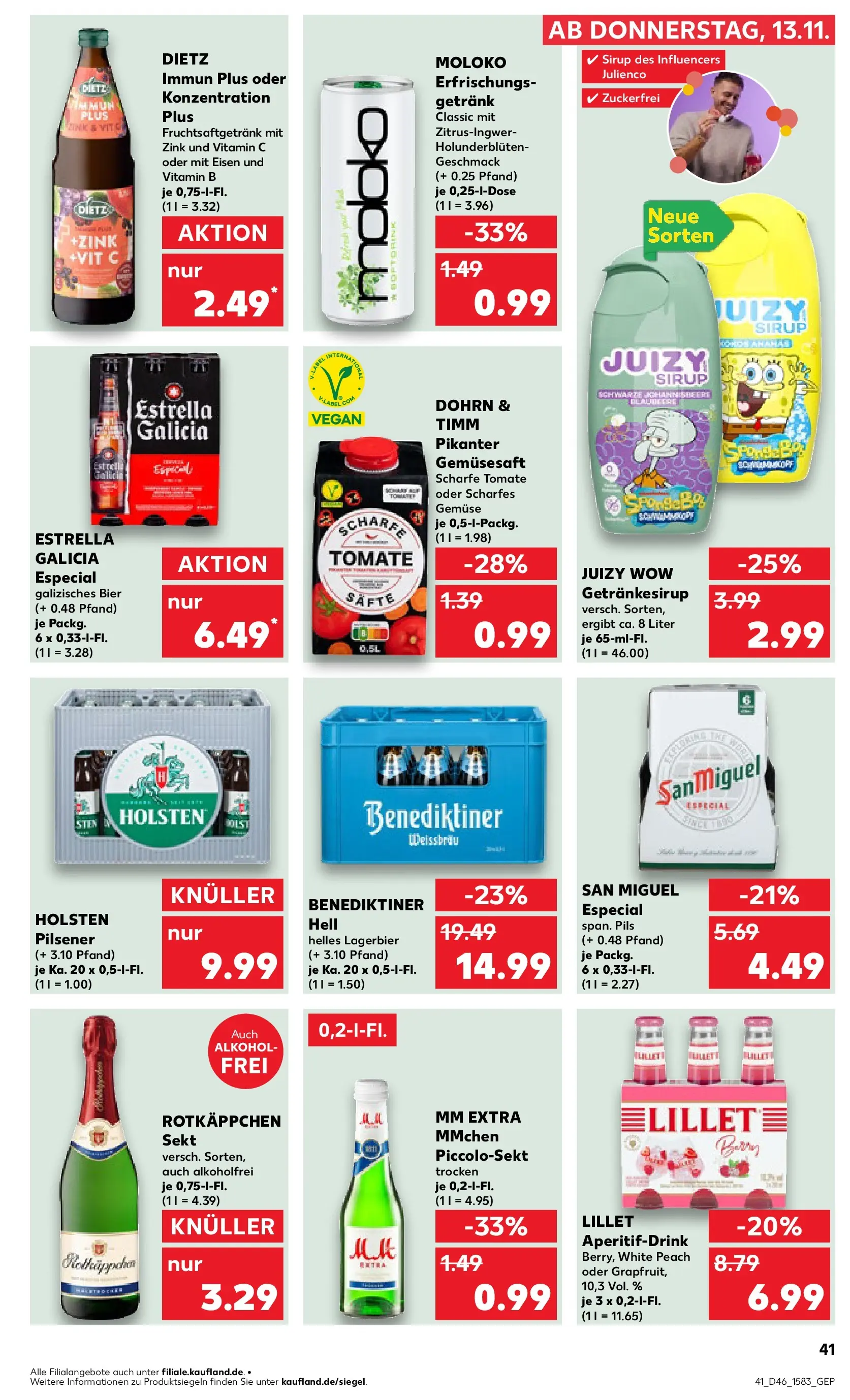 Prospekt Kaufland ab 12.11.2025 » Angebote Online zum Blättern | Seite: 41 | Produkte: Pils, Holsten, Gemüse, Rotkäppchen