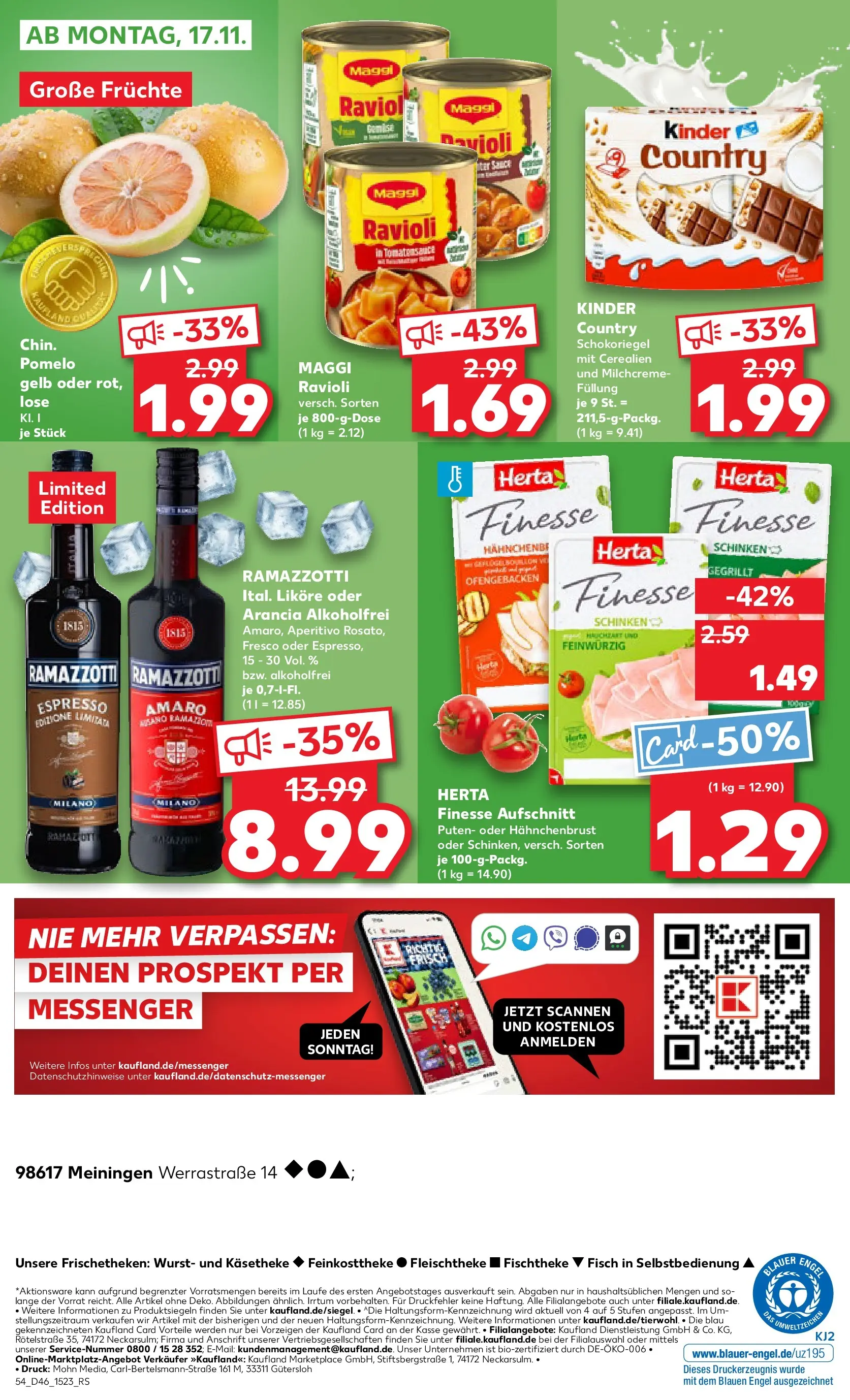 Prospekt Kaufland ab 13.11.2025 » Angebote Online zum Blättern | Seite: 54 | Produkte: Wurst, Schinken, Herta finesse, Kinder country