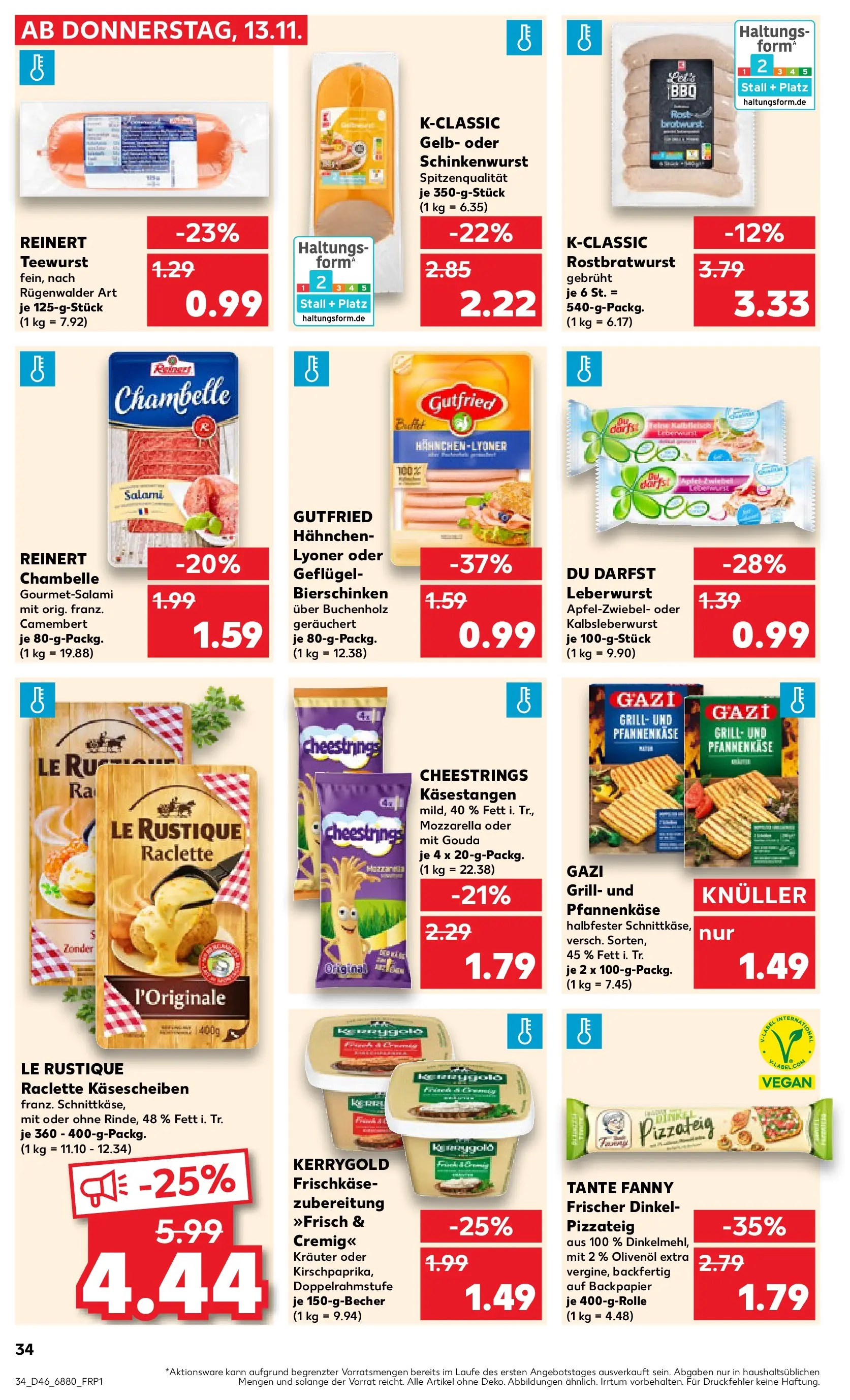 Prospekt Kaufland ab 13.11.2025 » Angebote Online zum Blättern | Seite: 34 | Produkte: Grill, Hahnchen, Mozzarella, Salami